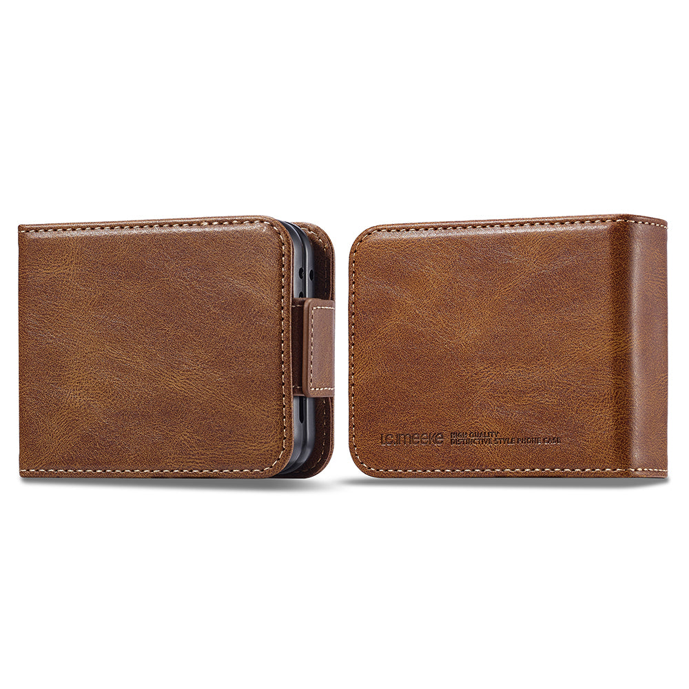 LC.IMEEKE For Samsung Galaxy Z Flip5 5G PU Leather Phone Cover RFID Blocking Card Slot Case