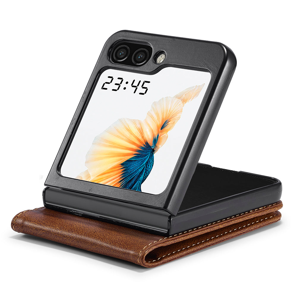 LC.IMEEKE For Samsung Galaxy Z Flip5 5G PU Leather Phone Cover RFID Blocking Card Slot Case