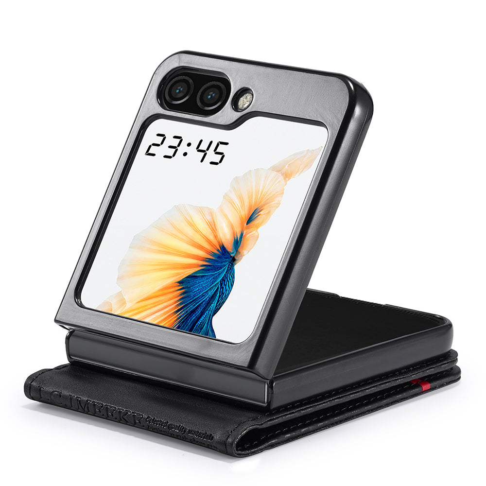 LC.IMEEKE For Samsung Galaxy Z Flip5 5G Card Holder Phone Case Carbon Fiber Texture Leather Phone Cover