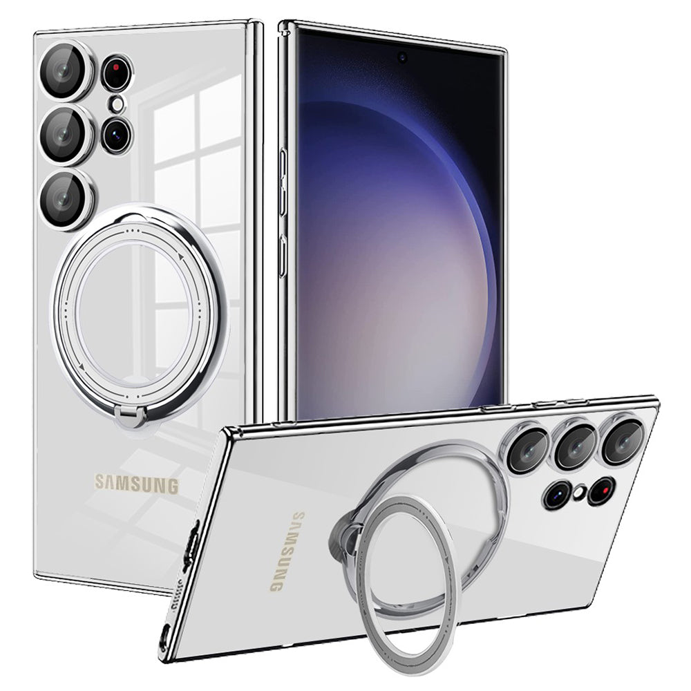 Rotating Kickstand Case for Samsung Galaxy S22 Ultra 5G PC TPU Phone Cover Compatible with MagSafe