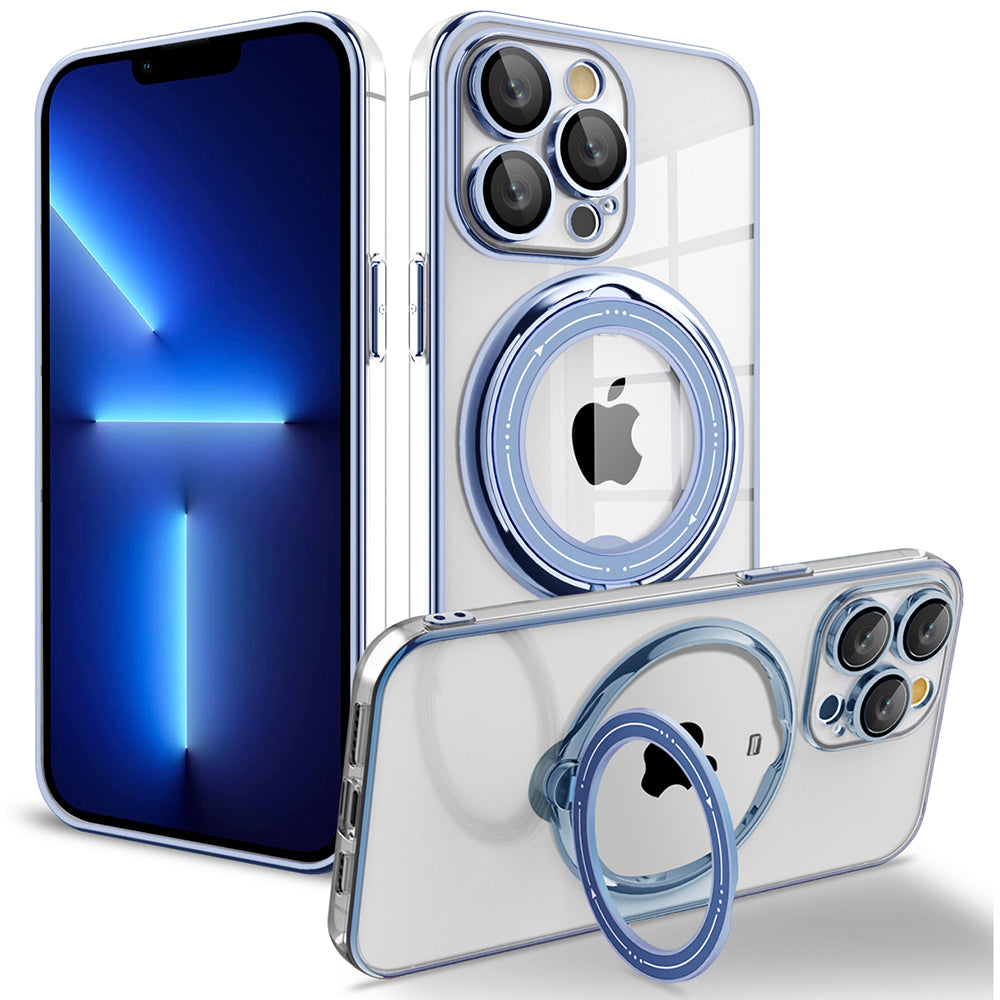 Shockproof Case for iPhone 13 Pro 6.1 inch PC TPU Phone Shell Rotating Kickstand Back Cover Compatible with MagSafe