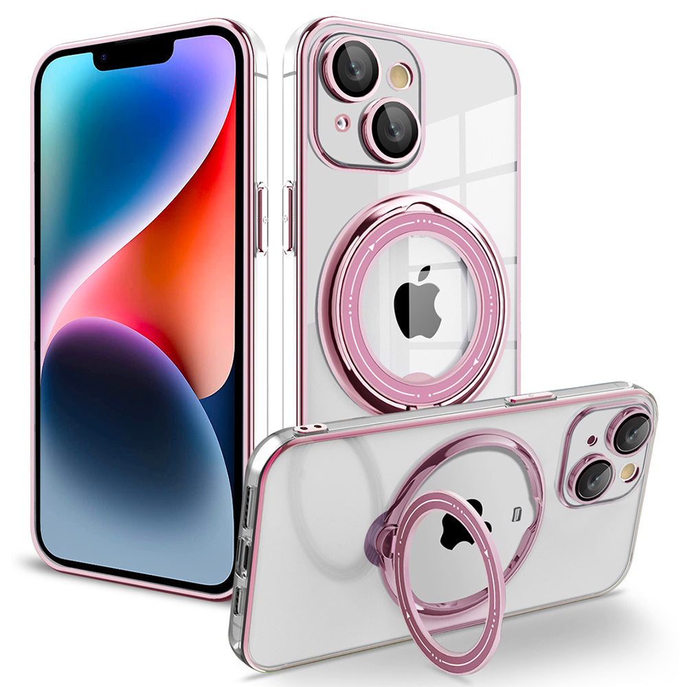 Protective Case for iPhone 13 6.1 inch PC TPU Phone Cover Rotating Kickstand Back Shell Compatible with MagSafe