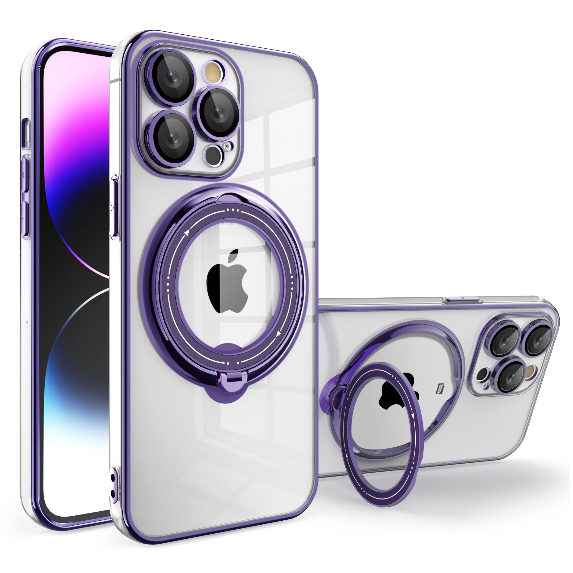 Rotating Kickstand Case for iPhone 14 Pro Max Shockproof PC TPU Phone Cover Compatible with MagSafe