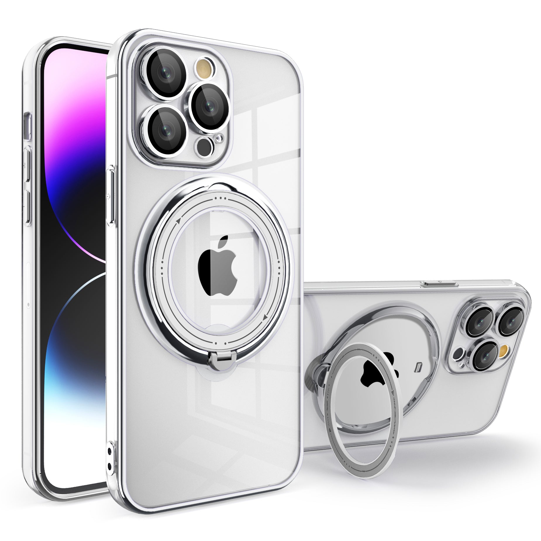 Rotating Kickstand Case for iPhone 14 Pro Max Shockproof PC TPU Phone Cover Compatible with MagSafe