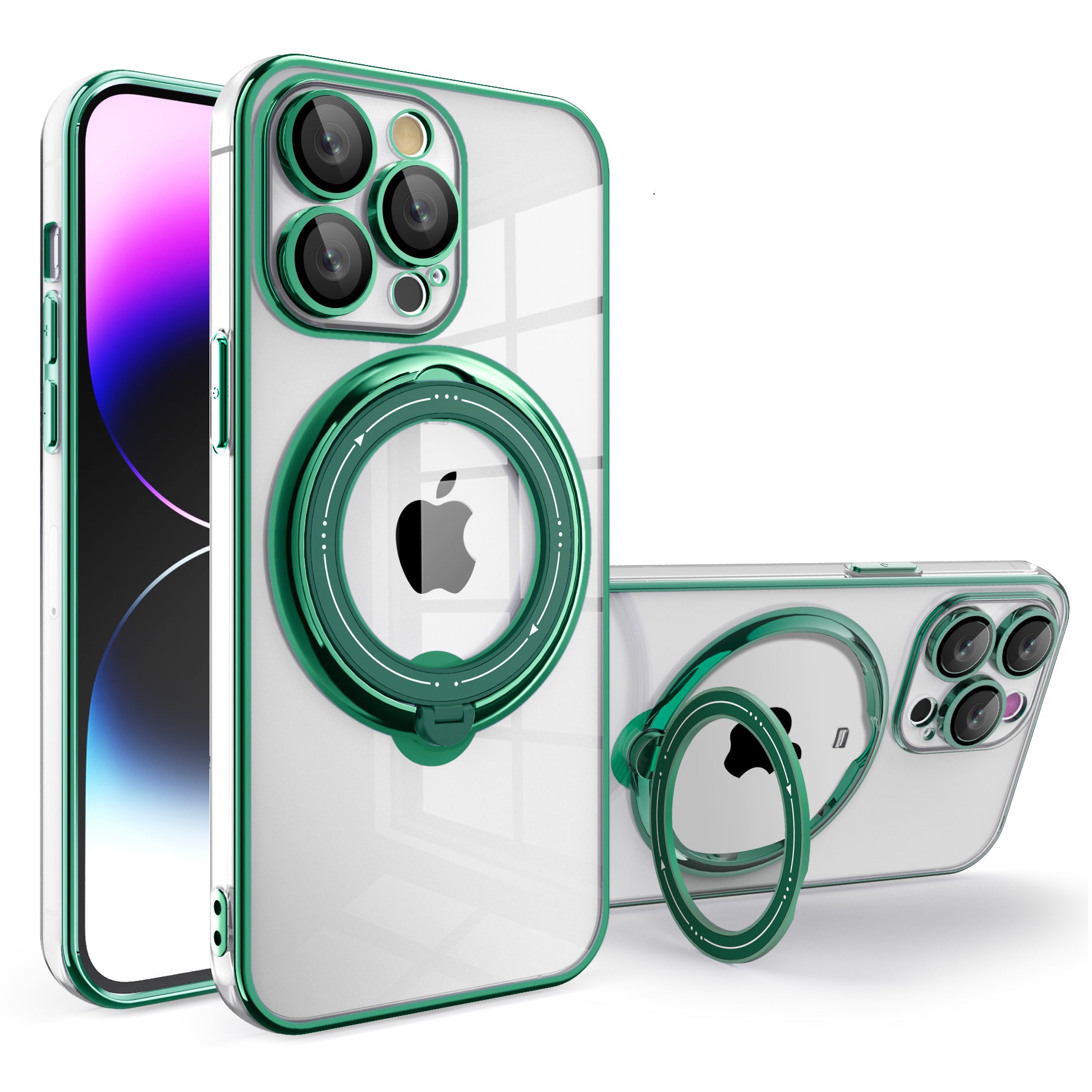 Rotating Kickstand Case for iPhone 14 Pro Max Shockproof PC TPU Phone Cover Compatible with MagSafe