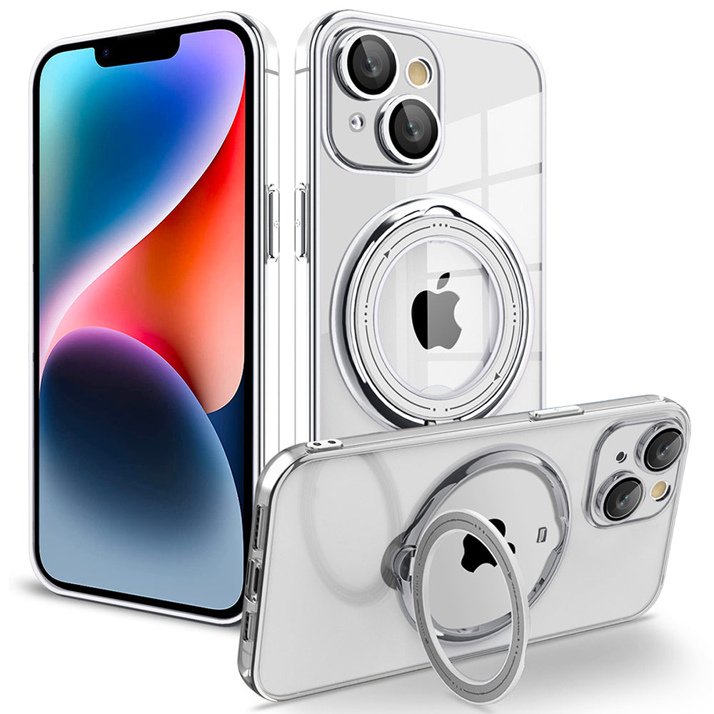Phone Case for iPhone 14 Plus PC TPU Rotation Kickstand Cover Compatible with MagSafe