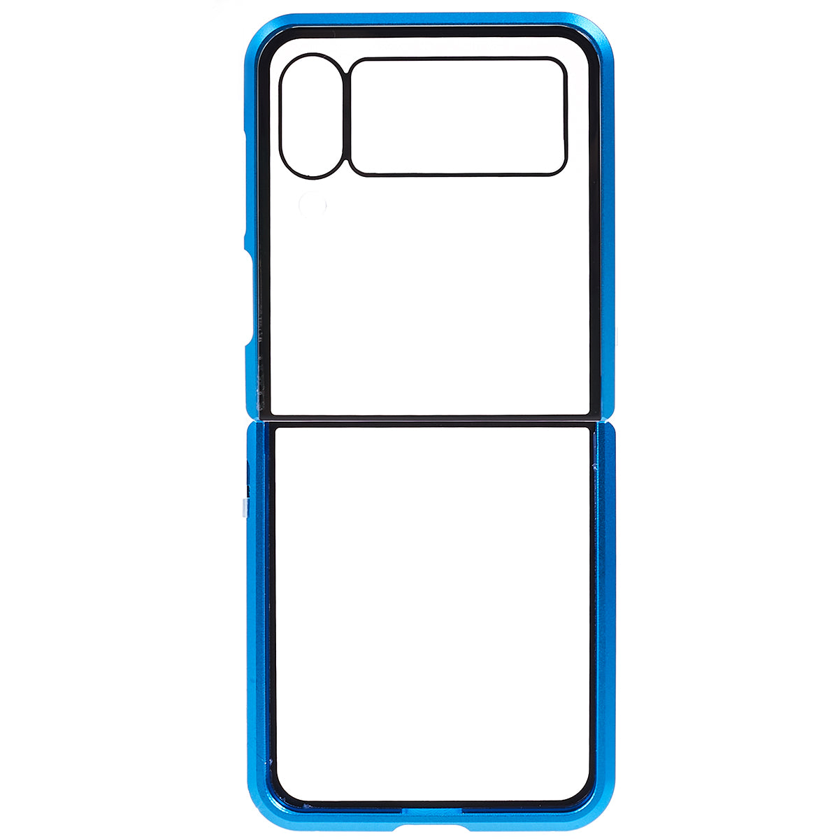 Phone Case for Samsung Galaxy Z Flip4 5G Magnetic Adsorption Metal Frame Tempered Glass Clear Phone Cover