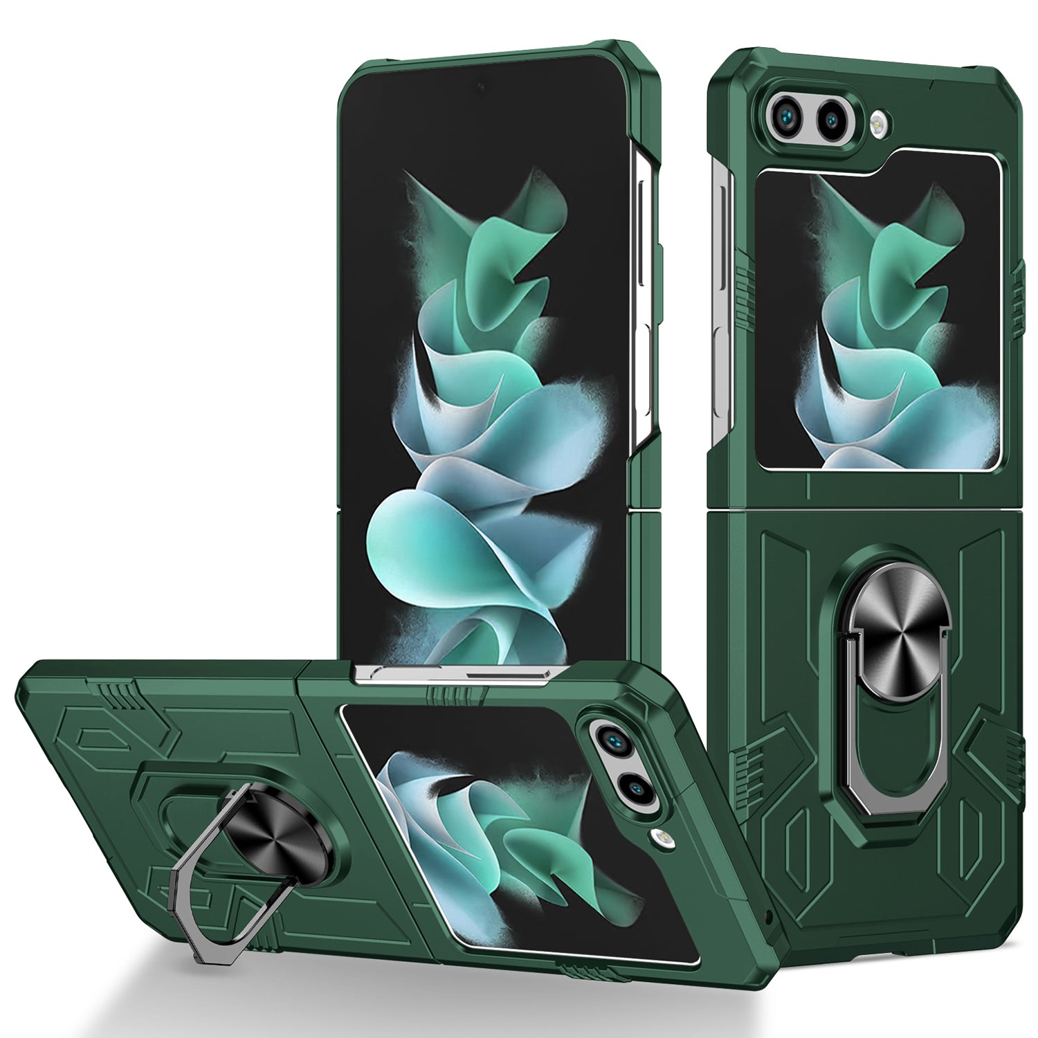 For Samsung Galaxy Z Flip5 5G PC Shockproof Cover Ring Kickstand Phone Case Support Magnetic Car Mount