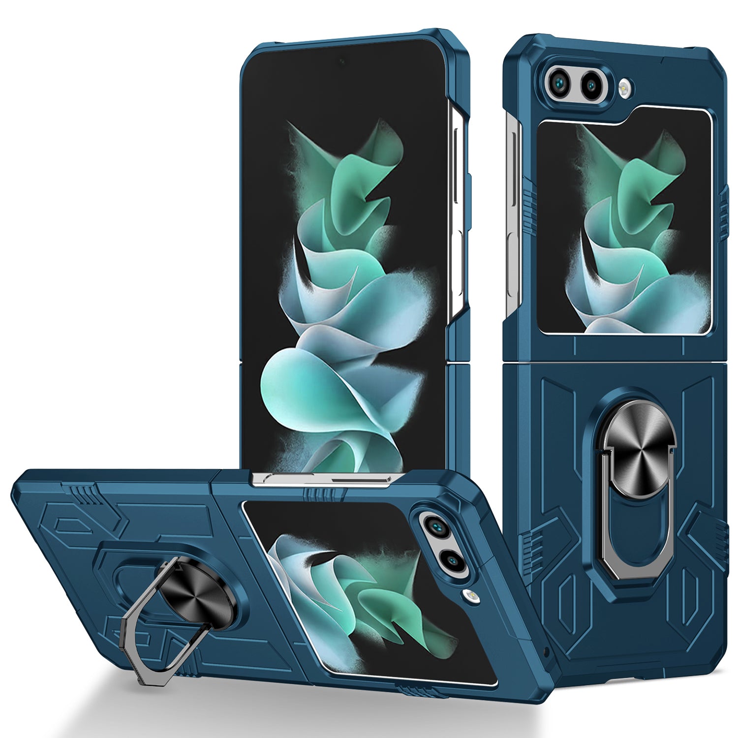 For Samsung Galaxy Z Flip5 5G PC Shockproof Cover Ring Kickstand Phone Case Support Magnetic Car Mount