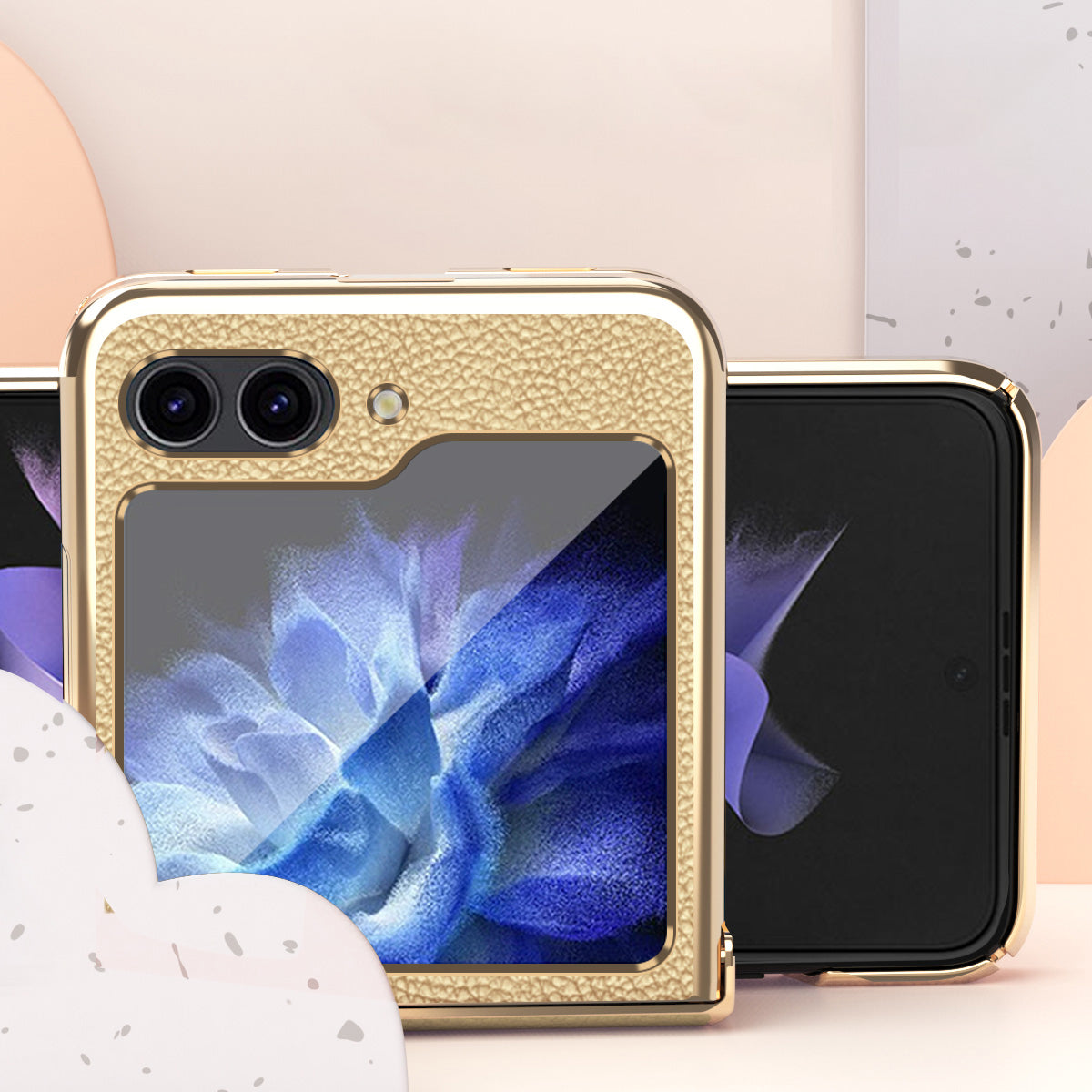 For Samsung Galaxy Z Flip5 5G Anti-Fingerprint Phone Case Litchi Texture Metal Frame PU Leather PC Cover