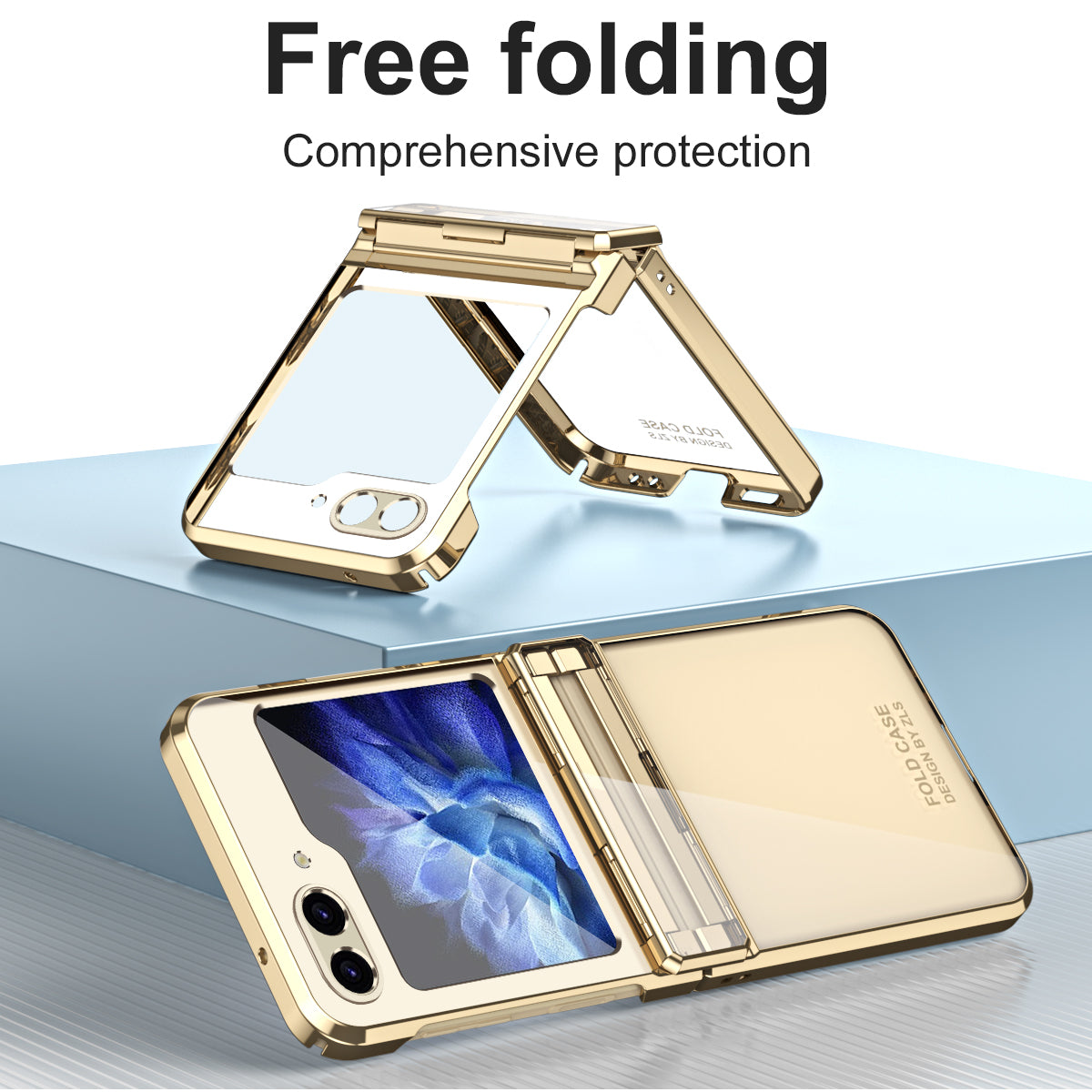 For Samsung Galaxy Z Flip5 5G Shockproof Hard PC Cover Electroplating Phone Protective Case Built-In Glass Film