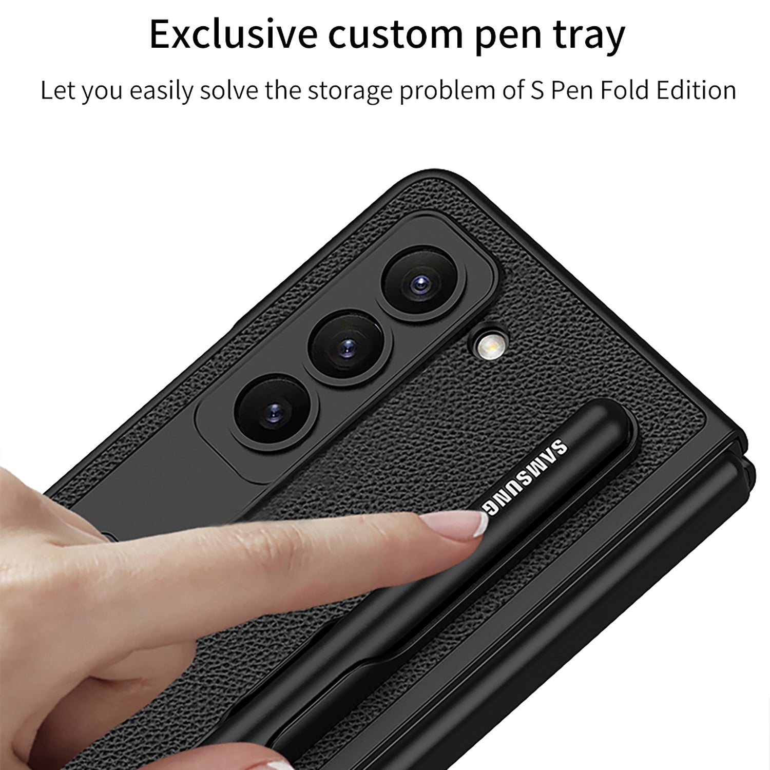 GKK For Samsung Galaxy Z Fold5 5G Pen Slot Phone Case PU Leather PC Kickstand Cover with Tempered Glass Film