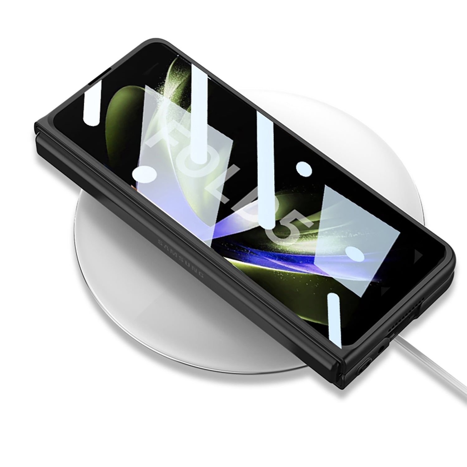 GKK For Samsung Galaxy Z Fold5 5G Kickstand Phone Case Ultra Slim Hard PC PU Leather Phone Cover with Tempered Glass Film