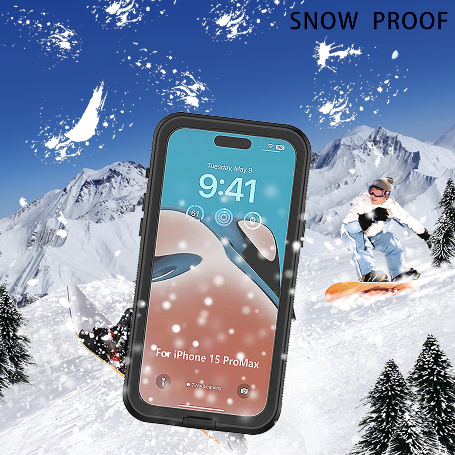 For iPhone 15 Pro TPU PC PET 3m Underwater Protection Phone Cover IP68 Waterproof Diving Case