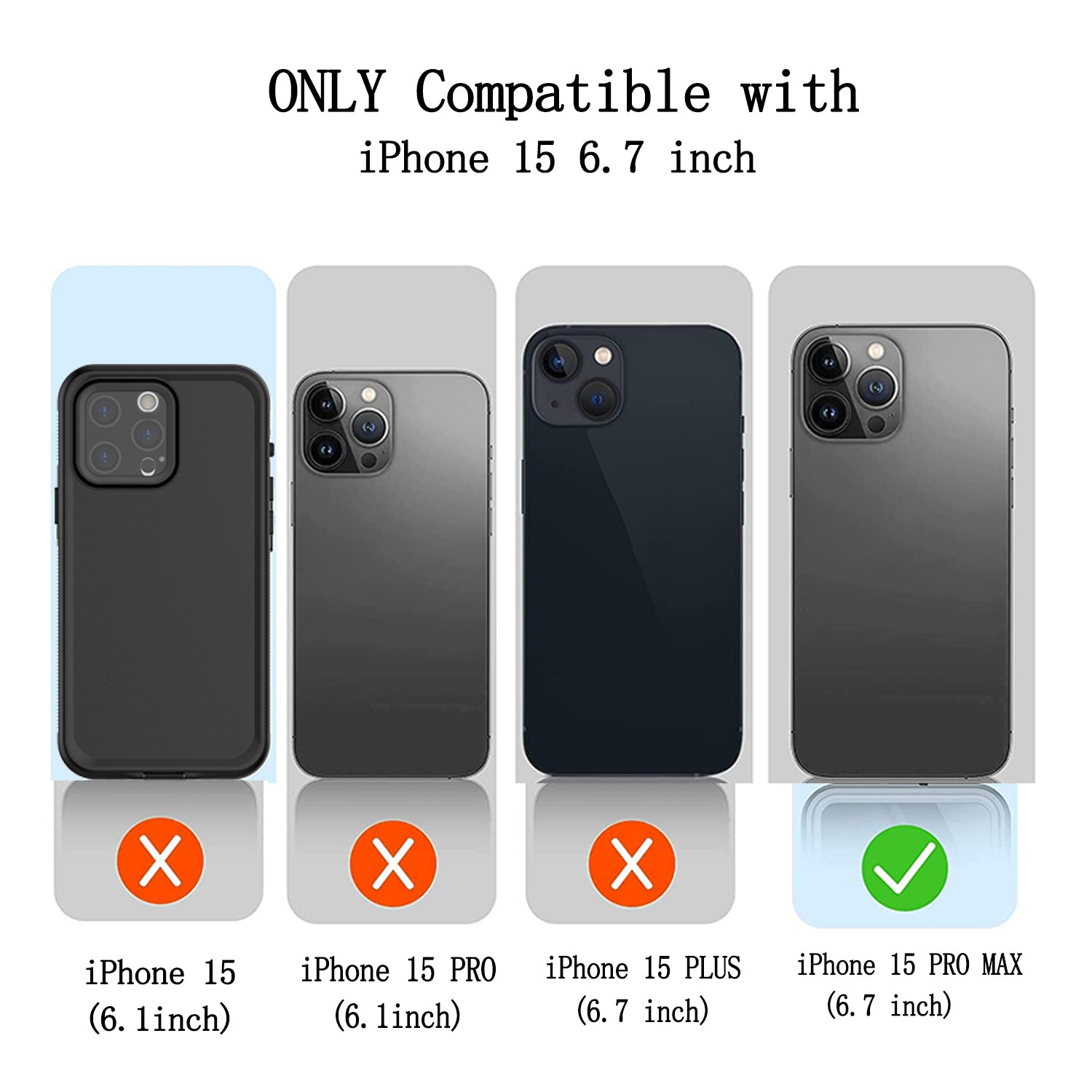 For iPhone 15 Pro TPU PC PET 3m Underwater Protection Phone Cover IP68 Waterproof Diving Case