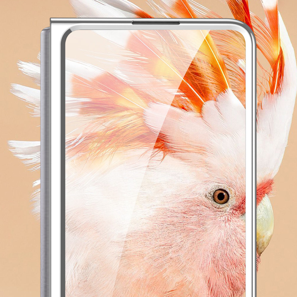 GKK For Samsung Galaxy Z Fold5 5G PU Leather PC Phone Case Electroplating Cover with Tempered Glass Film