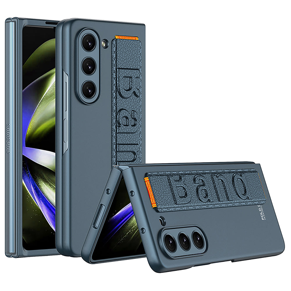 GKK For Samsung Galaxy Z Fold5 5G Ultra-Thin Phone Case PU Leather PC Wristband Back Cover