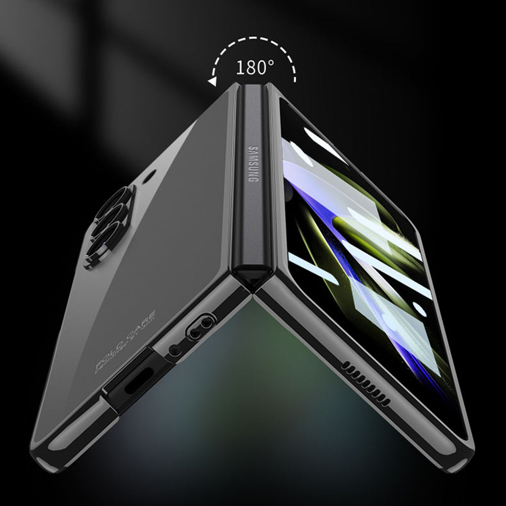 GKK For Samsung Galaxy Z Fold5 5G Electroplated Clear Cover PC Folding Phone Case with Tempered Glass Film