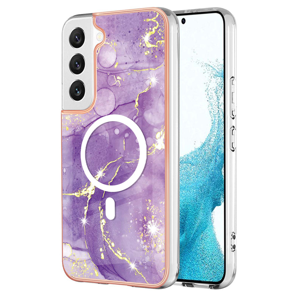 YB IMD Series-19 til Samsung Galaxy S22 5G magnetisk IMD-mønster telefoncover galvaniseret 2,0 mm TPU-cover