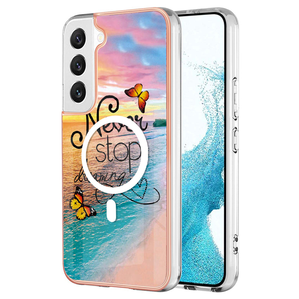 YB IMD Series-19 til Samsung Galaxy S22 5G magnetisk IMD-mønster telefoncover galvaniseret 2,0 mm TPU-cover