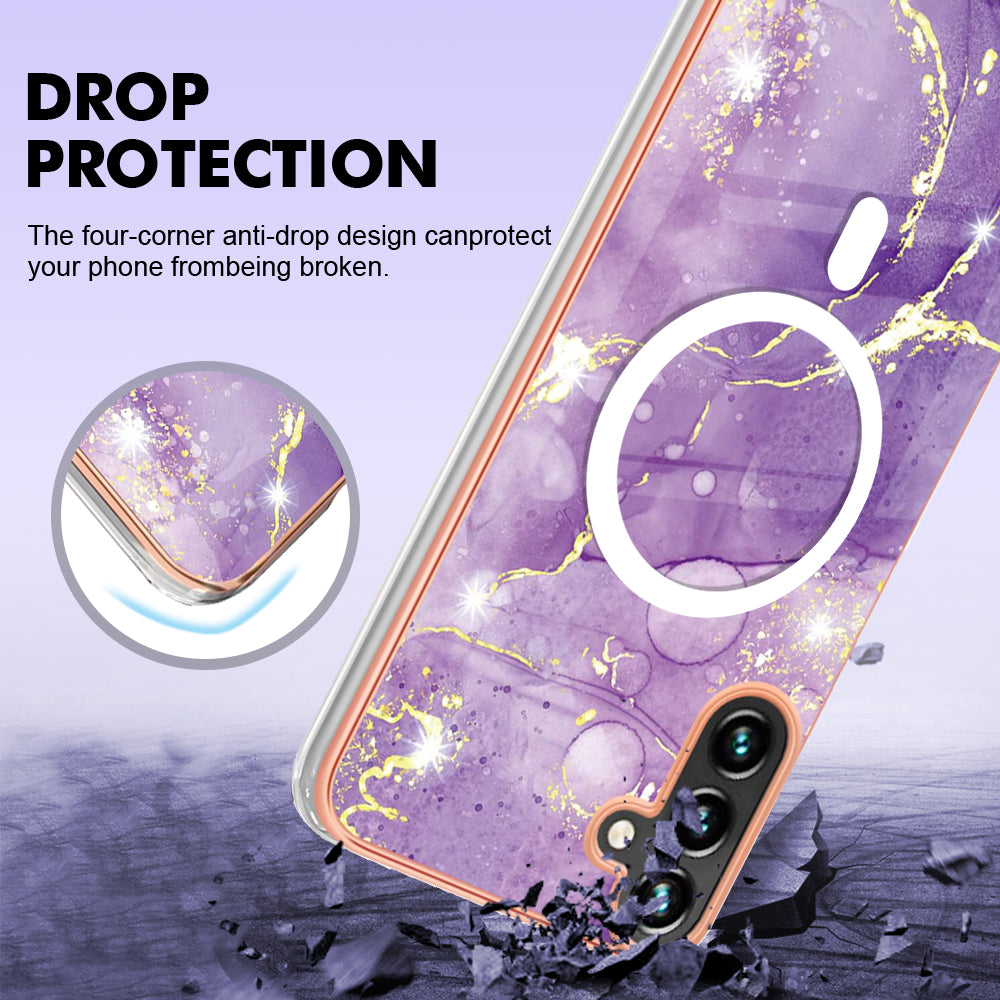 YB IMD Series-19 for Samsung Galaxy A34 5G 2.0mm TPU Electroplating Cover Magnetic IMD Pattern Phone Case