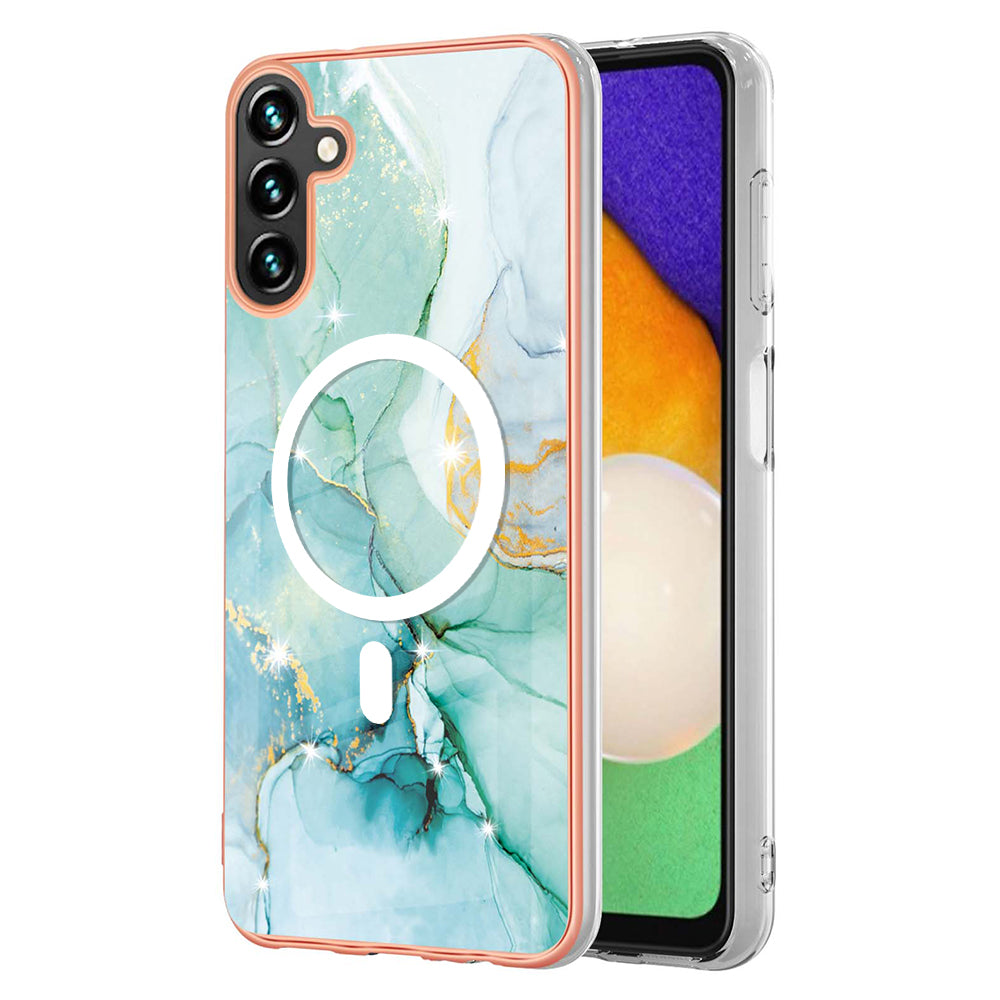 YB IMD Series-19 for Samsung Galaxy A54 5G Electroplated IMD Magnetic Phone Case 2.0mm TPU Anti-scratch Cover