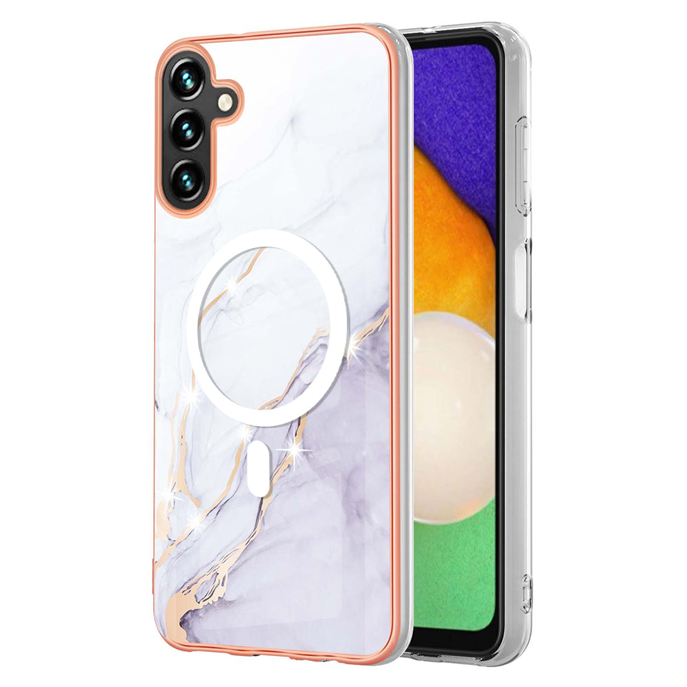 YB IMD Series-19 for Samsung Galaxy A54 5G Electroplated IMD Magnetic Phone Case 2.0mm TPU Anti-scratch Cover