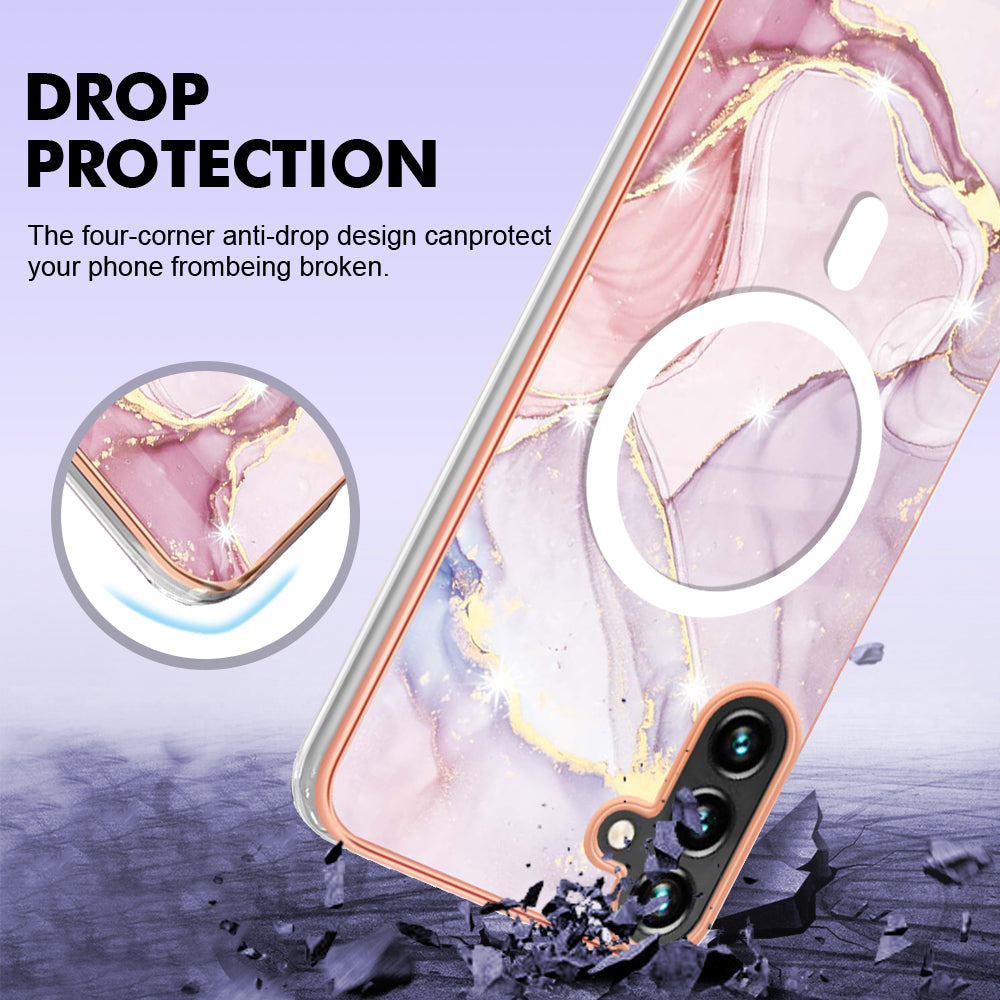YB IMD Series-19 for Samsung Galaxy A54 5G Electroplated IMD Magnetic Phone Case 2.0mm TPU Anti-scratch Cover