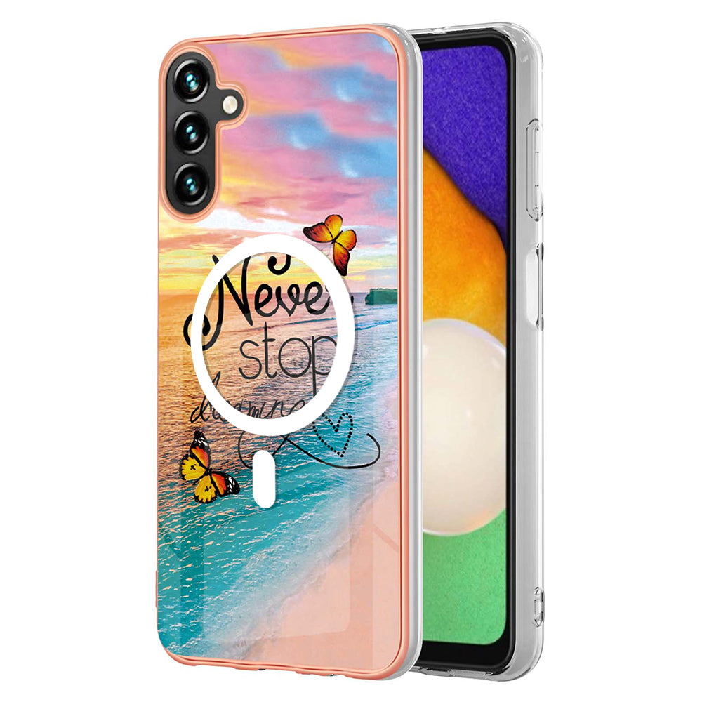 YB IMD Series-19 for Samsung Galaxy A54 5G Electroplated IMD Magnetic Phone Case 2.0mm TPU Anti-scratch Cover
