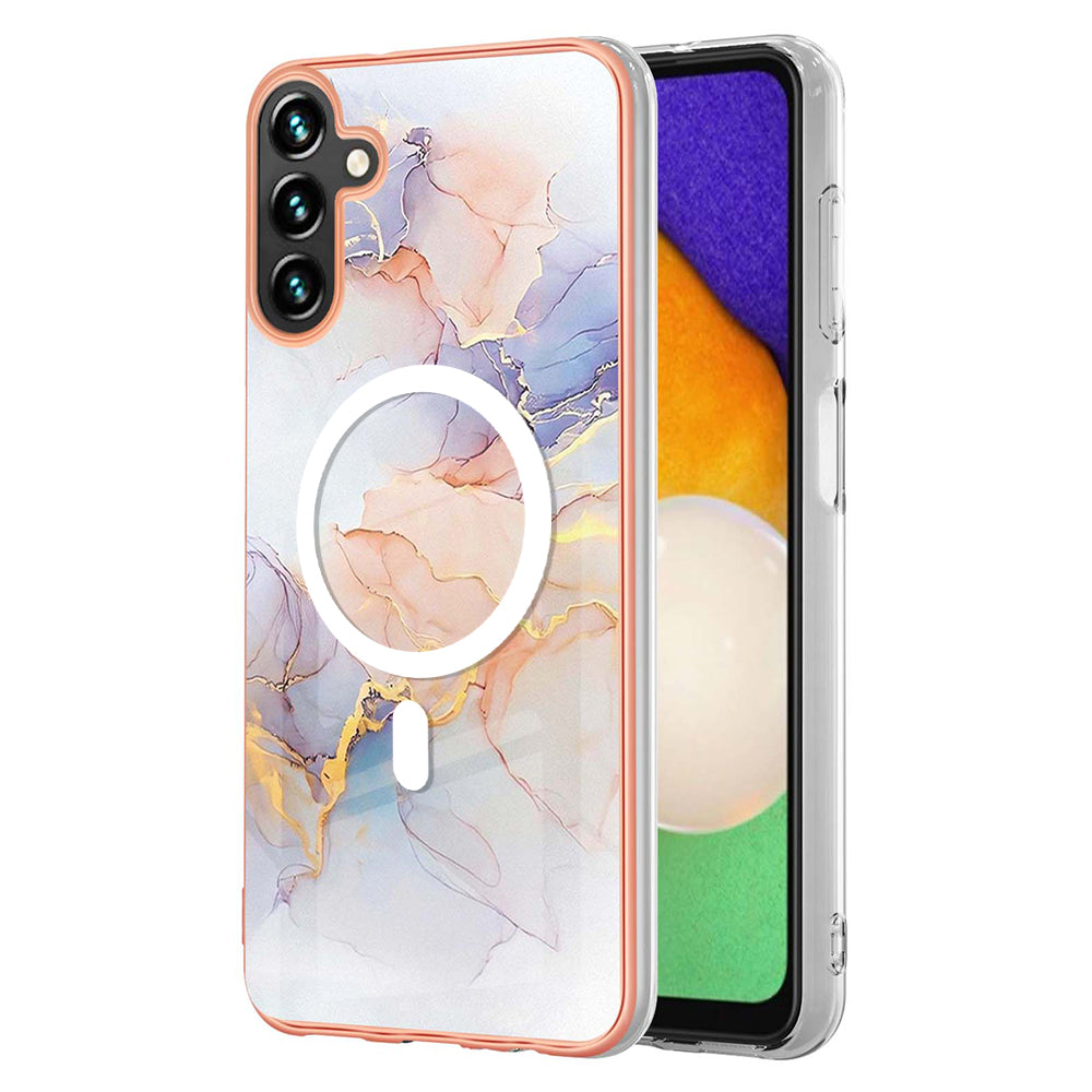 YB IMD Series-19 for Samsung Galaxy A54 5G Electroplated IMD Magnetic Phone Case 2.0mm TPU Anti-scratch Cover