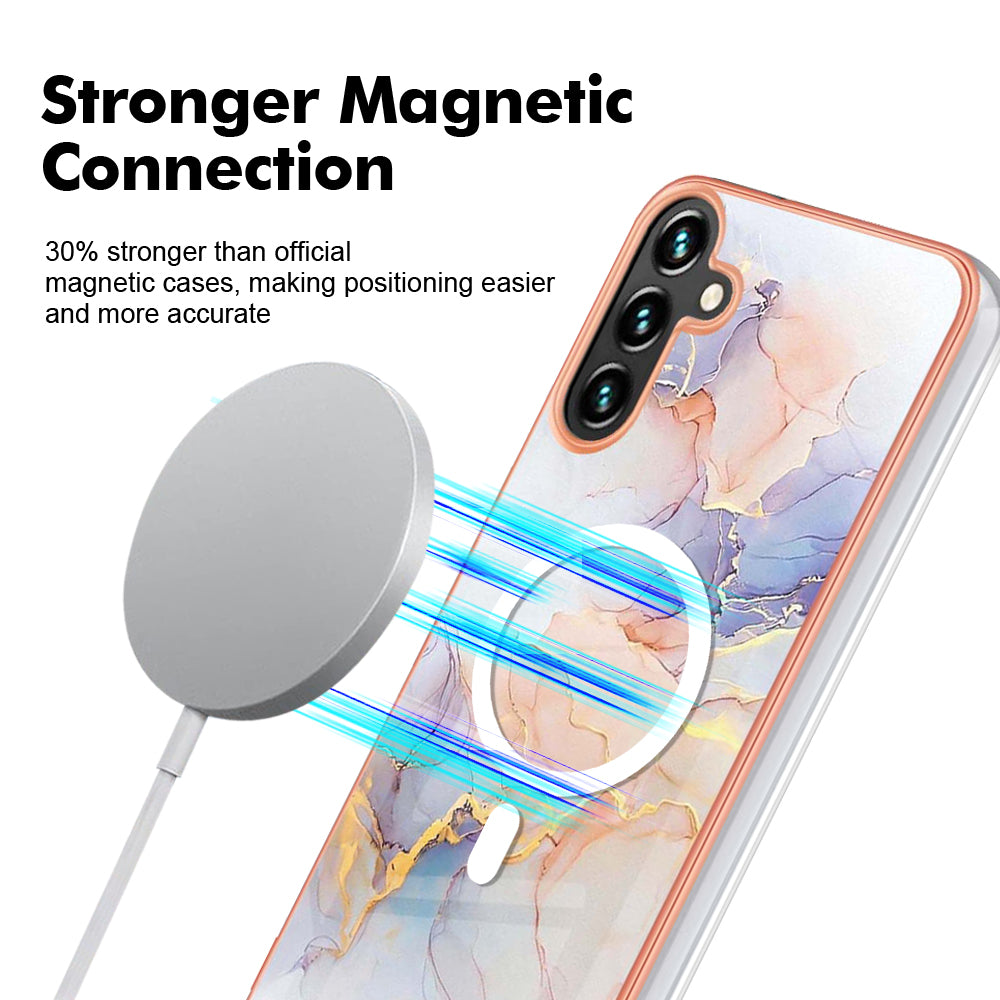 YB IMD Series-19 for Samsung Galaxy A54 5G Electroplated IMD Magnetic Phone Case 2.0mm TPU Anti-scratch Cover
