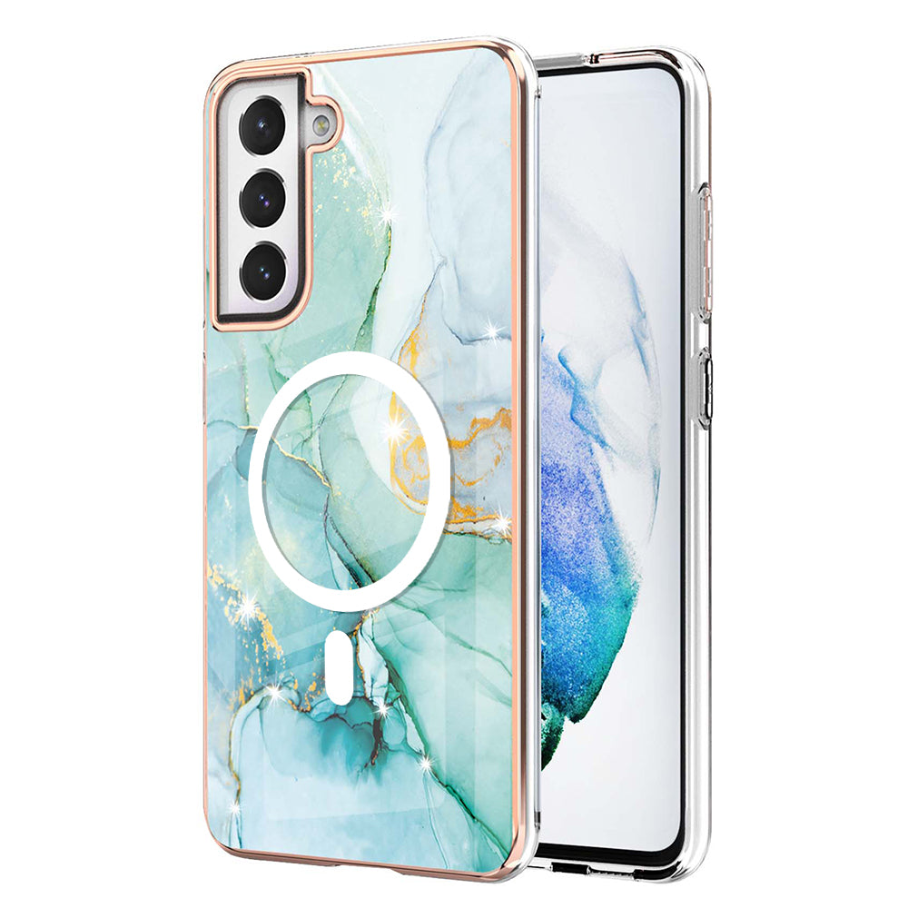 YB IMD Series-19 for Samsung Galaxy S21 FE 5G Magnetic Phone Case 2.0mm TPU Electroplating Pattern IMD Cover