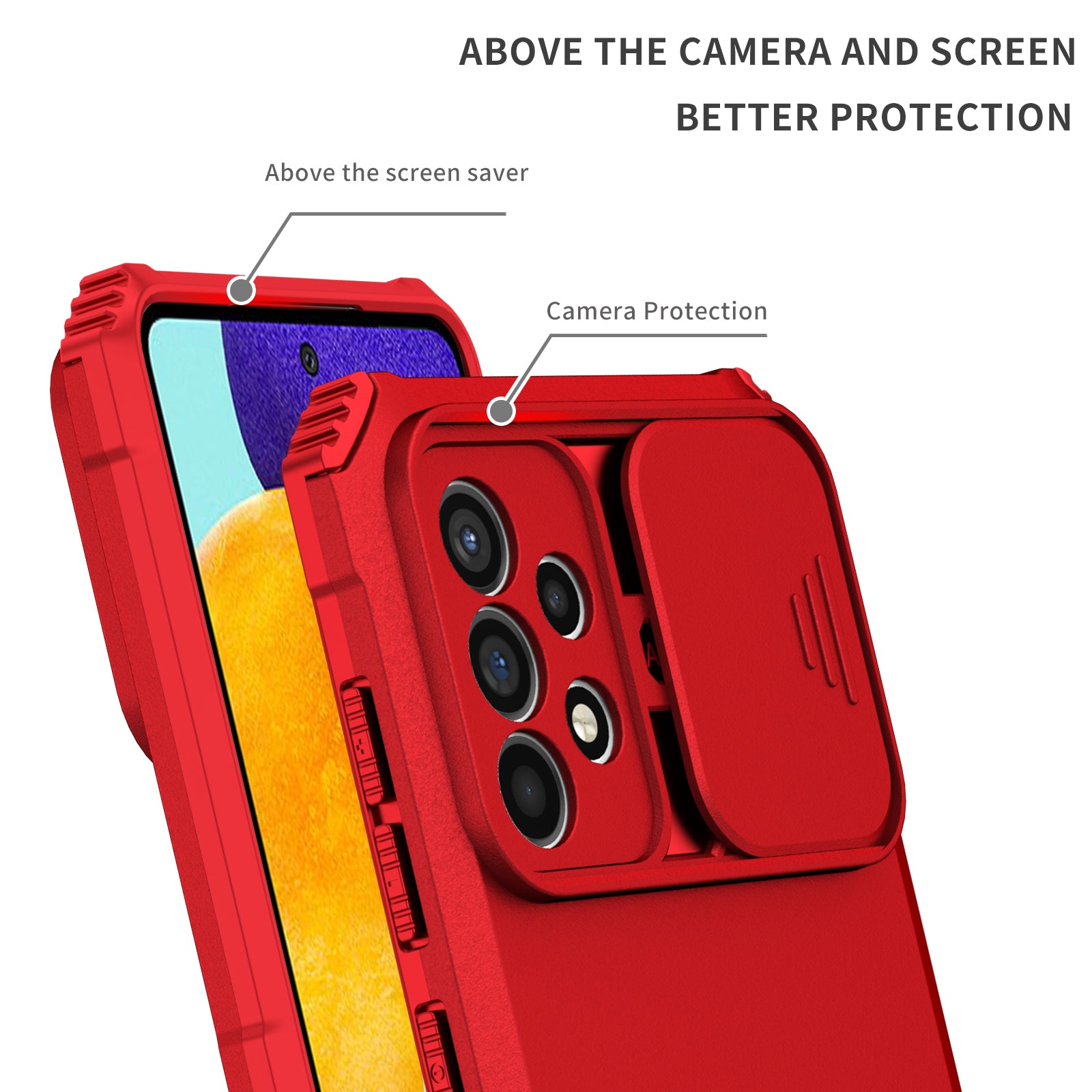 For Samsung Galaxy A52 4G A52 5G A52s 5G PC TPU Kickstand Cover Slide Camera Lid Phone Case