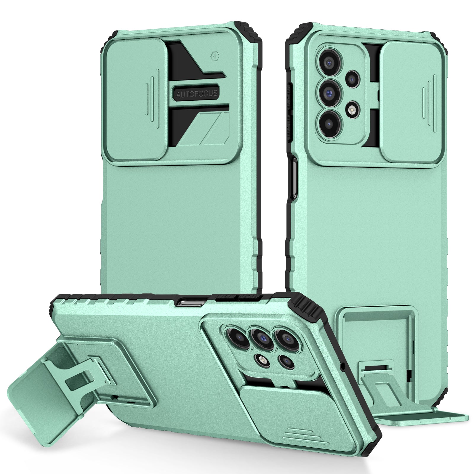 For Samsung Galaxy A23 4G A23 5G (Global Version) Slide Camera Lid Phone Case PC TPU Kickstand Cover