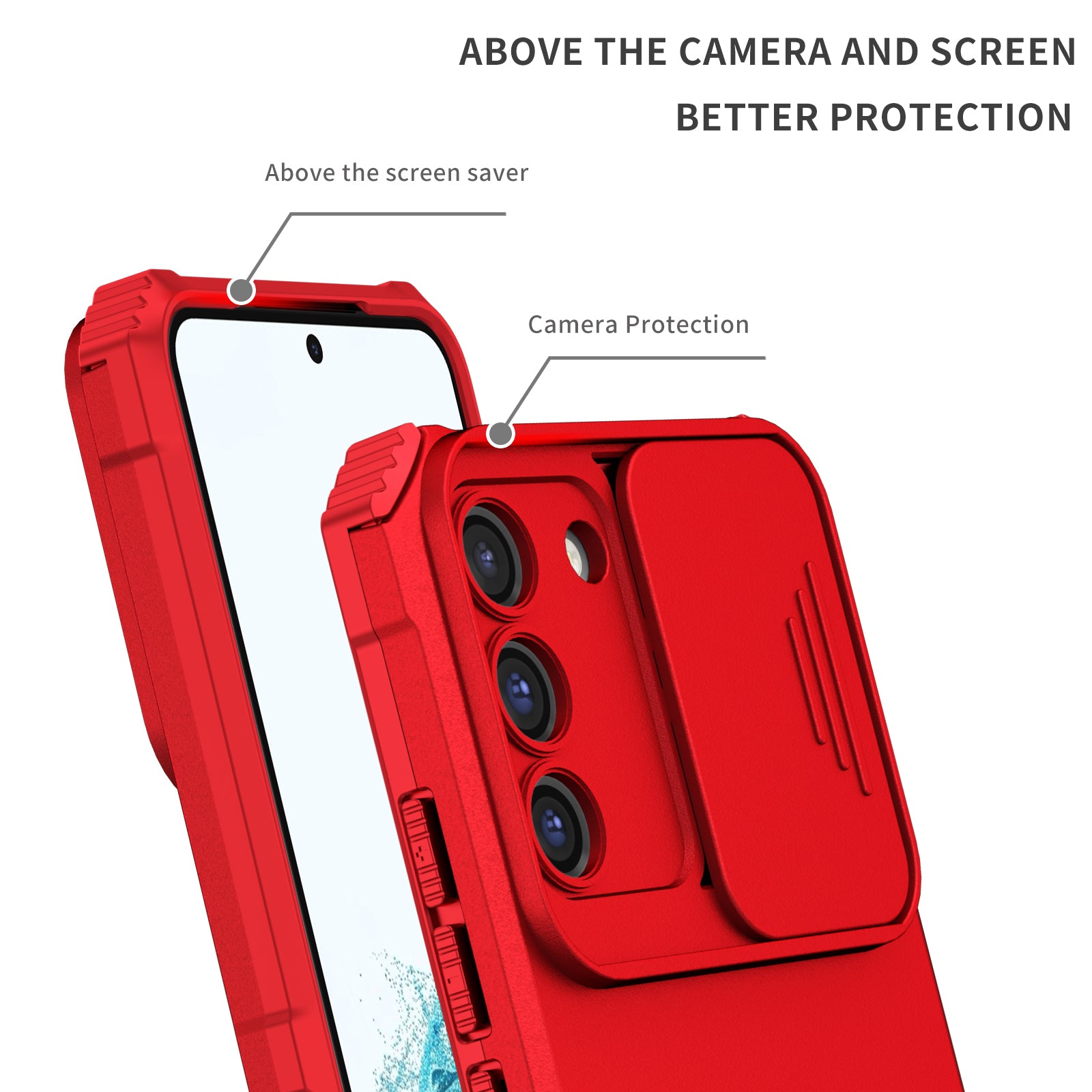 For Samsung Galaxy S22 5G PC TPU Kickstand Cover Slide Lens Shield Phone Case