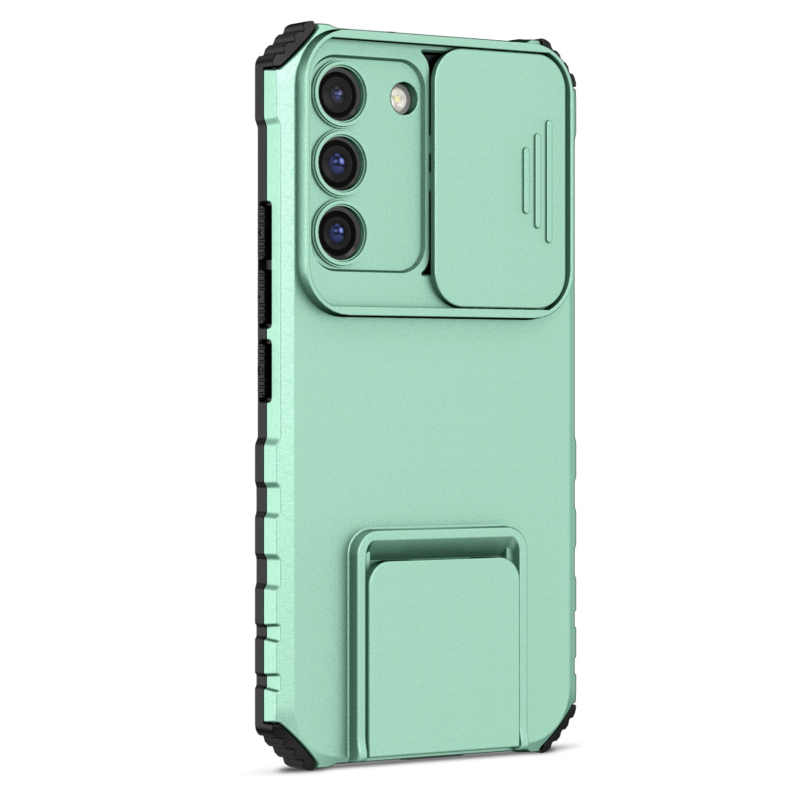 For Samsung Galaxy S22 5G PC TPU Kickstand Cover Slide Lens Shield Phone Case