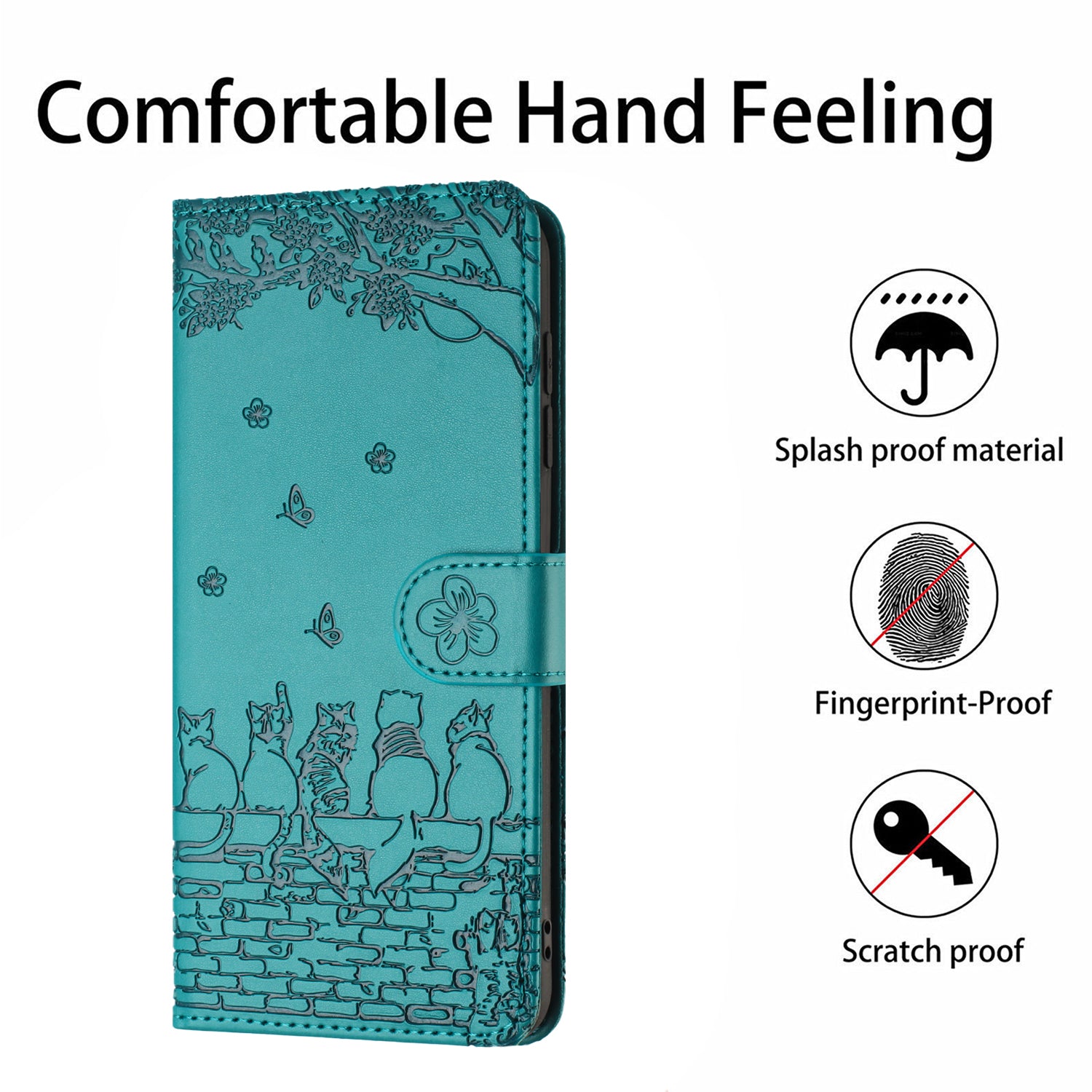 For Samsung Galaxy A53 5G Wallet Phone Cover Imprinted Wall Cats Leather Stand Phone Case with Strap