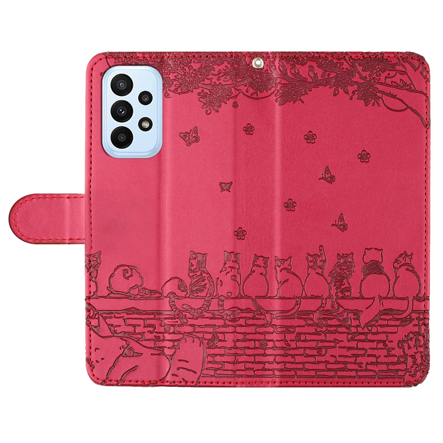For Samsung Galaxy A53 5G Wallet Phone Cover Imprinted Wall Cats Leather Stand Phone Case with Strap