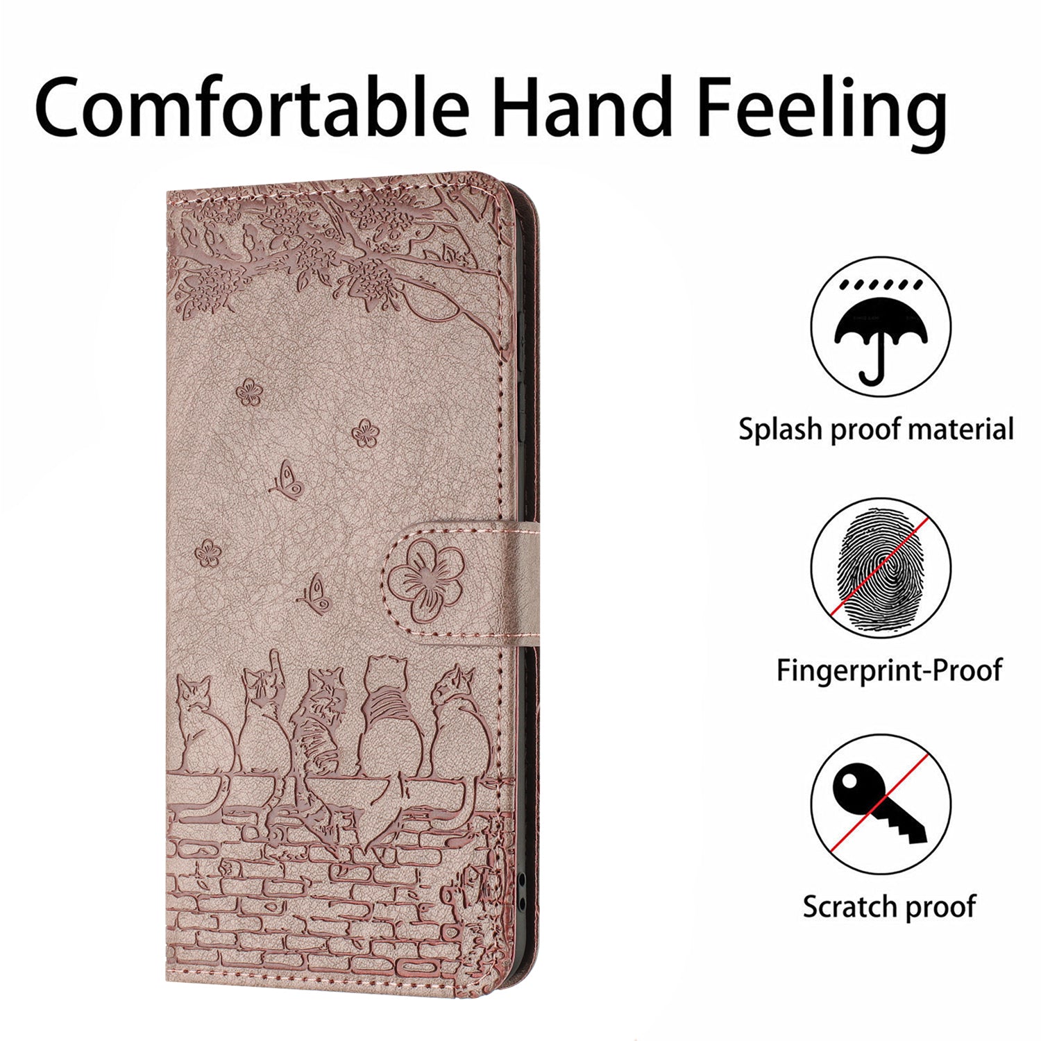 For Samsung Galaxy A14 4G 5G Phone Cover Leather Stand Imprinted Wall Cats Phone Case Wallet with Strap