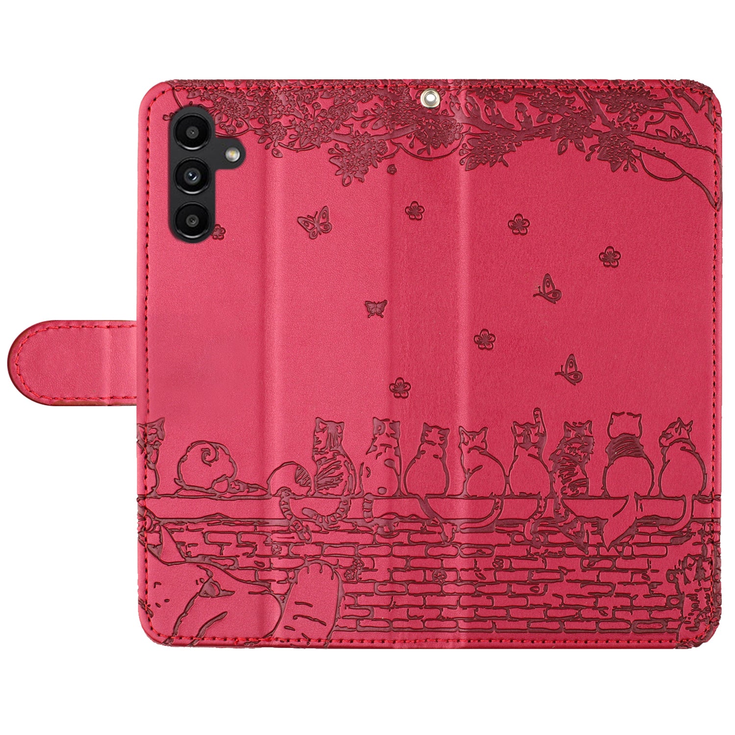For Samsung Galaxy A14 4G 5G Phone Cover Leather Stand Imprinted Wall Cats Phone Case Wallet with Strap