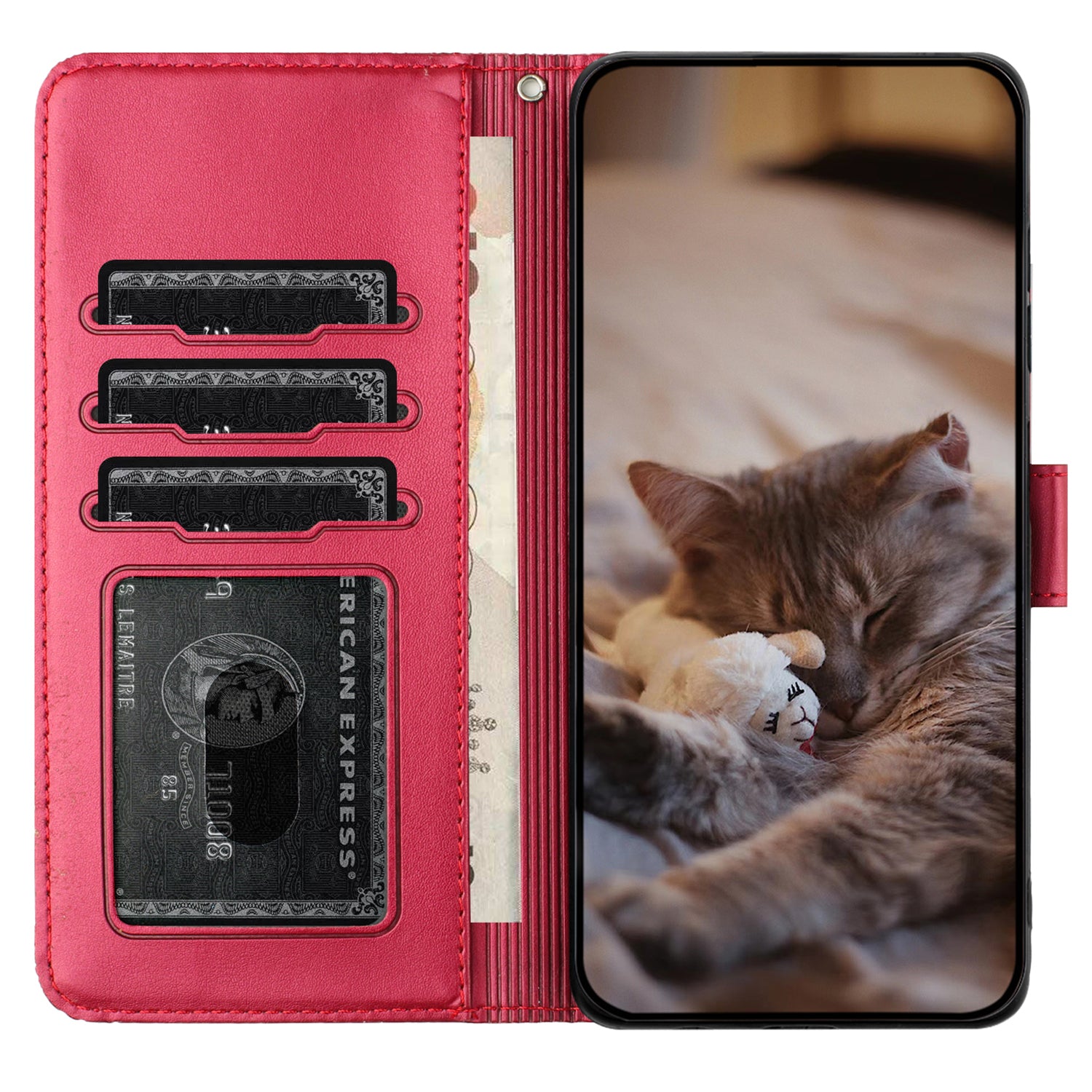 For Samsung Galaxy A24 4G Imprinted Wall Cats Phone Case Anti-Scratch Stand Wallet PU Leather Phone Cover with Strap