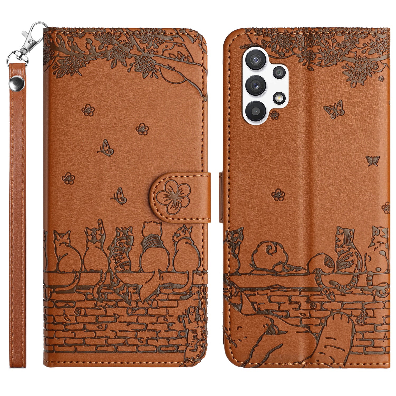 For Samsung Galaxy A13 4G A04s 4G A04 4G M13 5G Shockproof Phone Cover Imprinted Stand Wallet Leather Phone Case with Strap