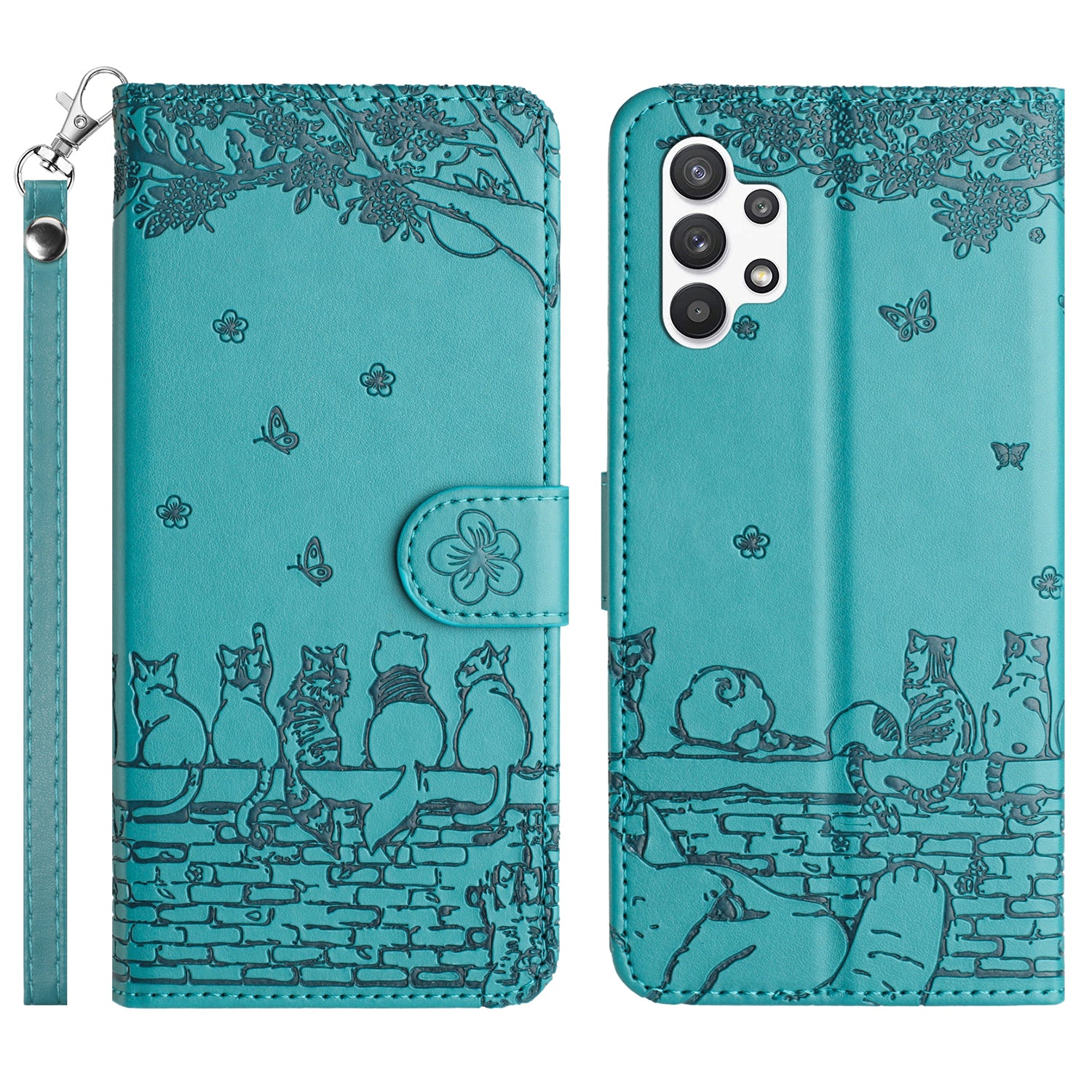 For Samsung Galaxy A13 4G A04s 4G A04 4G M13 5G Shockproof Phone Cover Imprinted Stand Wallet Leather Phone Case with Strap