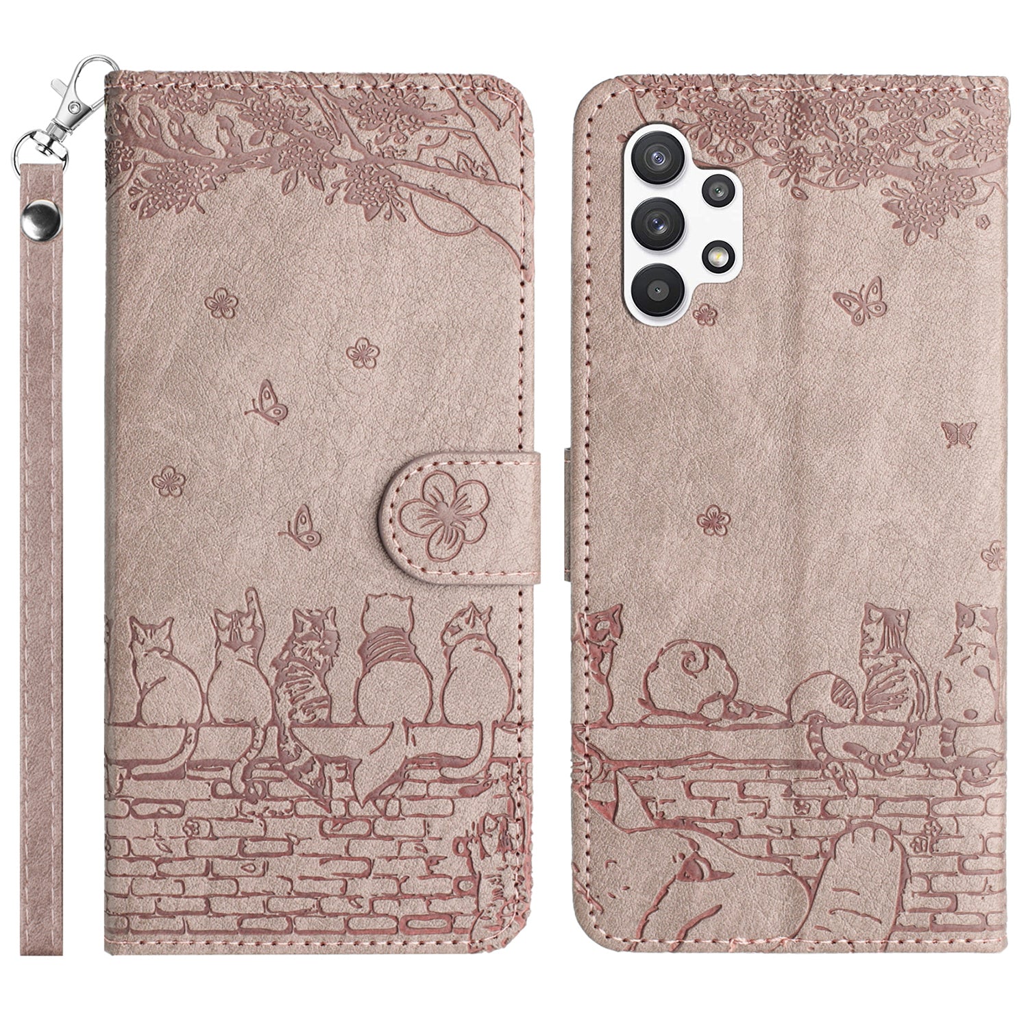 For Samsung Galaxy A13 4G A04s 4G A04 4G M13 5G Shockproof Phone Cover Imprinted Stand Wallet Leather Phone Case with Strap