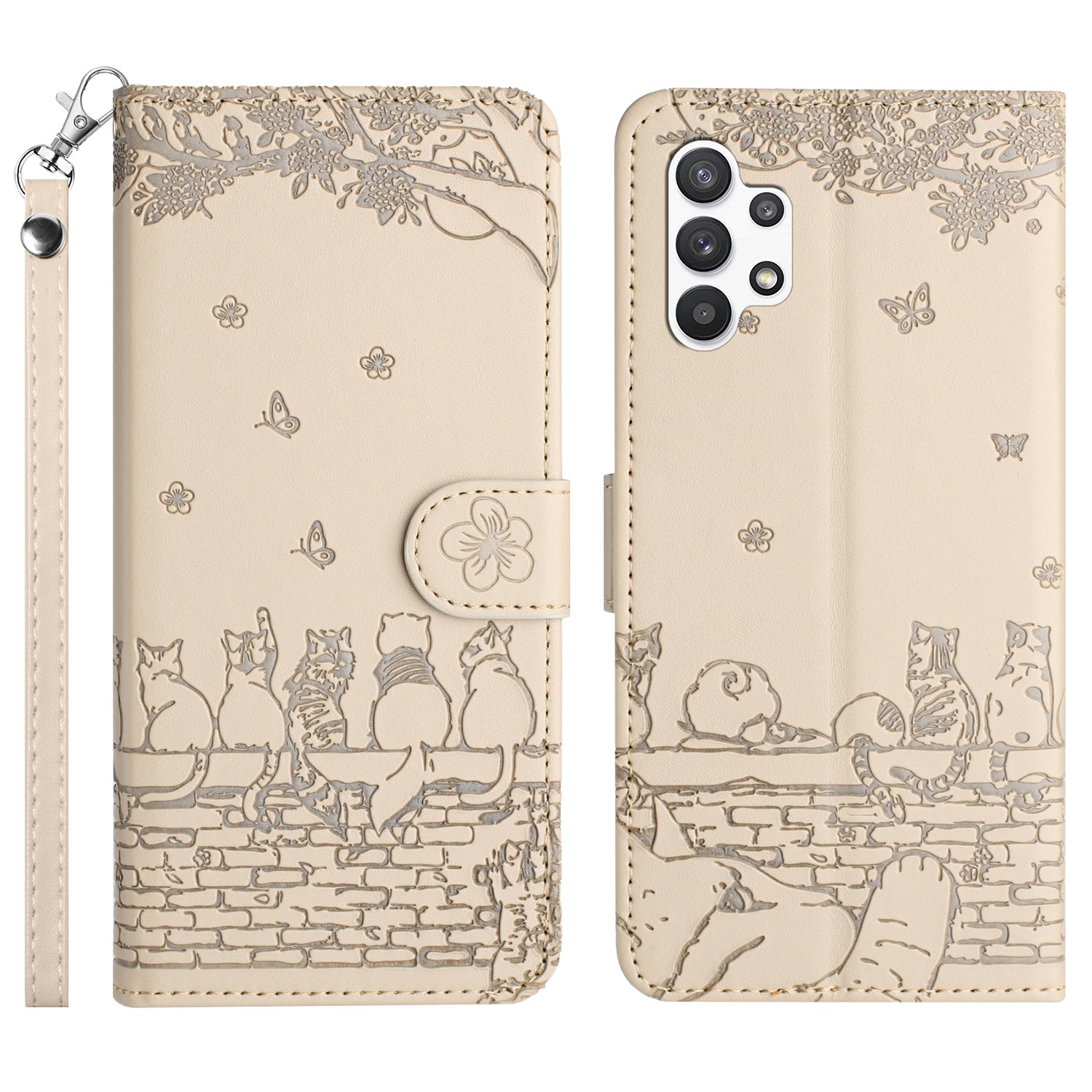 For Samsung Galaxy A13 4G A04s 4G A04 4G M13 5G Shockproof Phone Cover Imprinted Stand Wallet Leather Phone Case with Strap