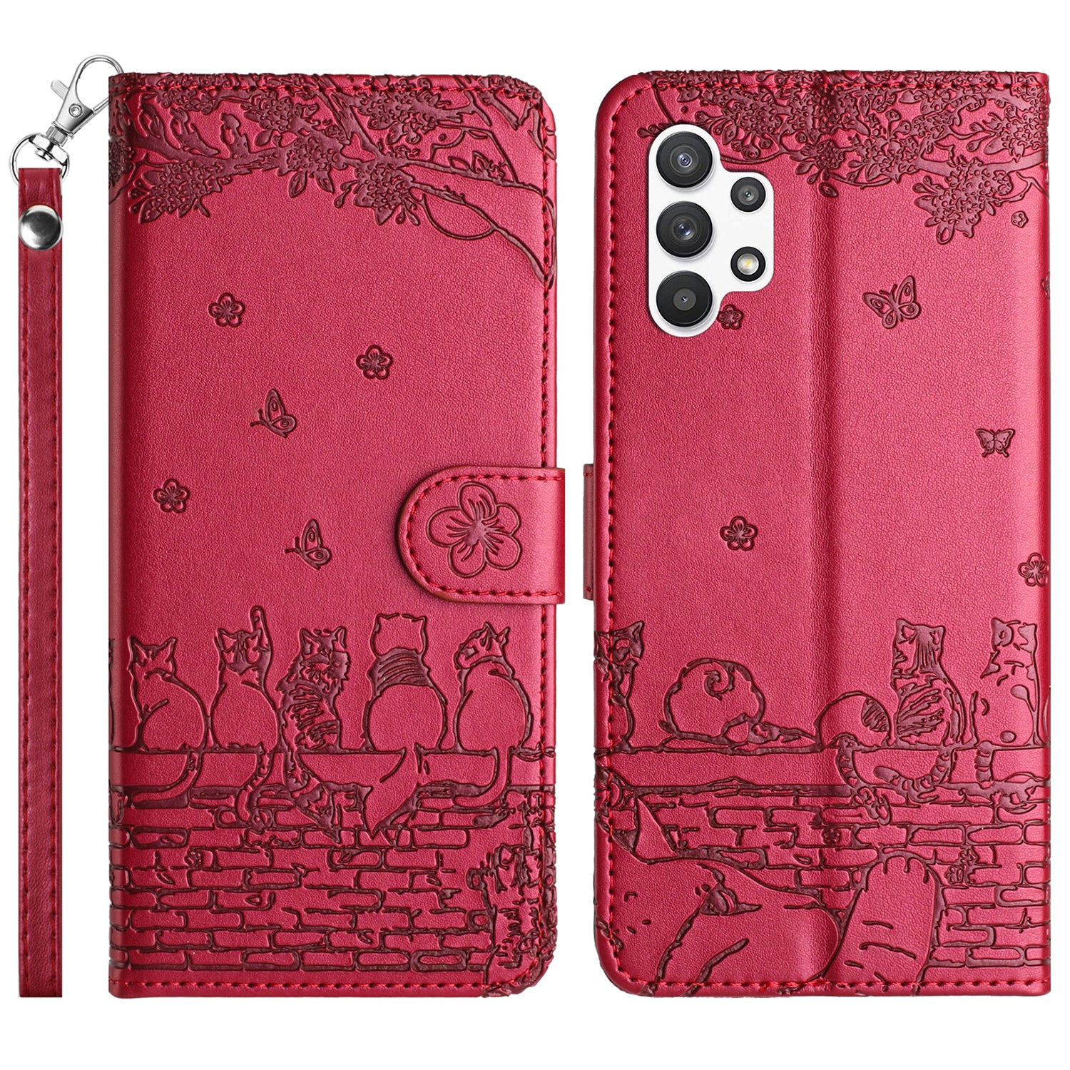 For Samsung Galaxy A13 4G A04s 4G A04 4G M13 5G Shockproof Phone Cover Imprinted Stand Wallet Leather Phone Case with Strap