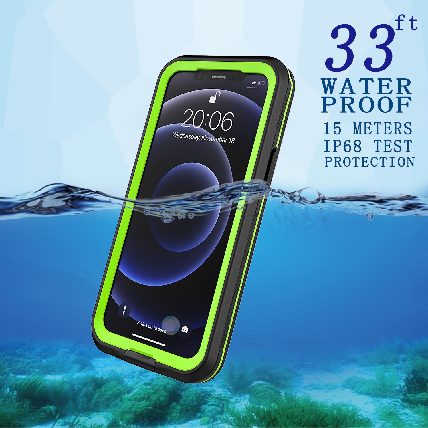 Underwater Diving Case for iPhone 12 mini 5.4 inch TPU PC PET IP68 Waterproof Snorkeling Phone Cover