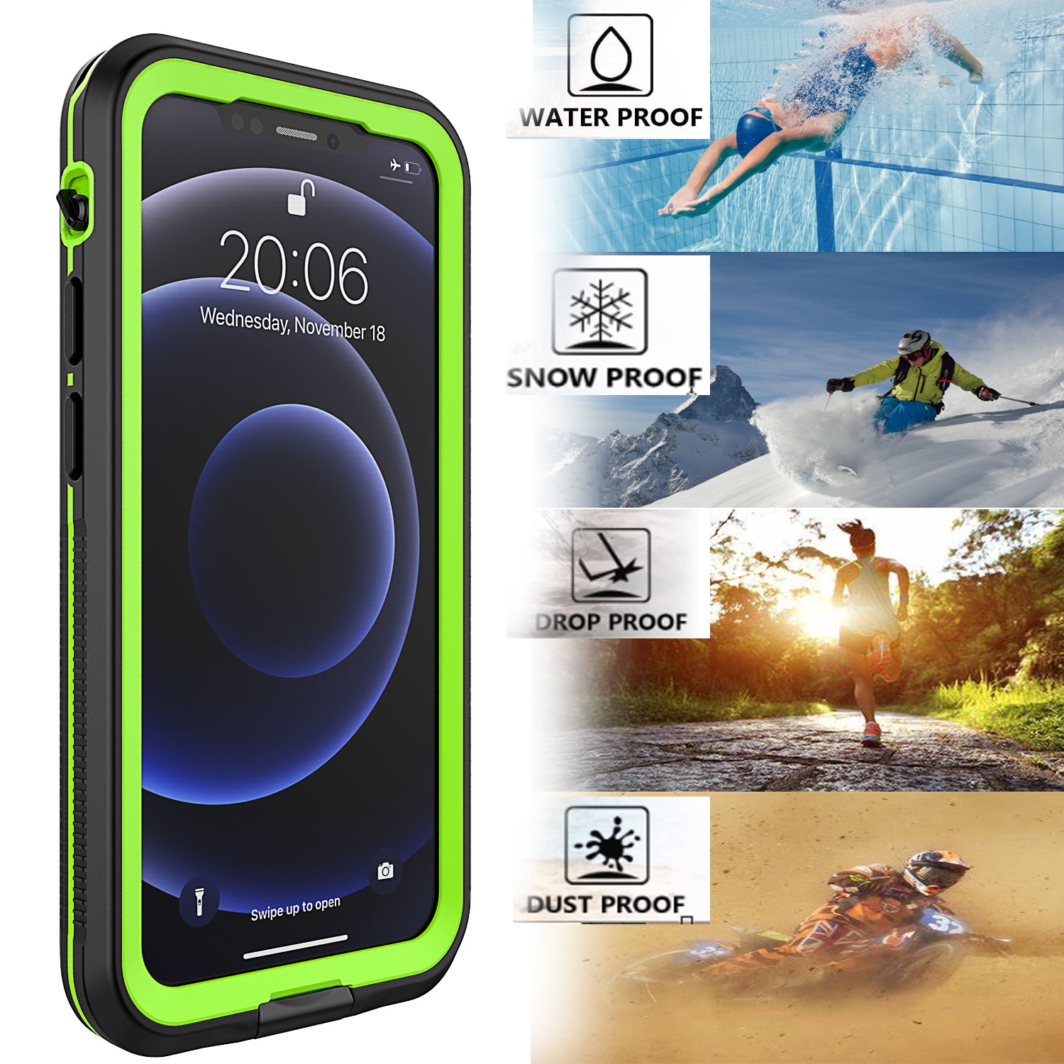 Underwater Diving Case for iPhone 12 mini 5.4 inch TPU PC PET IP68 Waterproof Snorkeling Phone Cover
