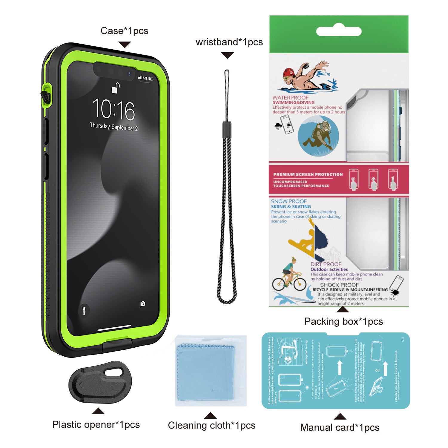 TPU PC PET IP68 Waterproof Case for iPhone 13 mini 5.4 inch Underwater Diving Phone Cover for Snorkeling
