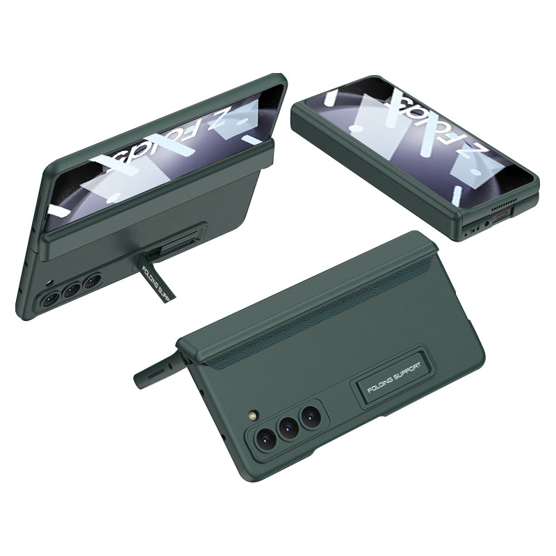 GKK For Samsung Galaxy Z Fold5 5G Phone Case Kickstand Magnetic Hinge Hard PC Cover with Tempered Glass Screen Film